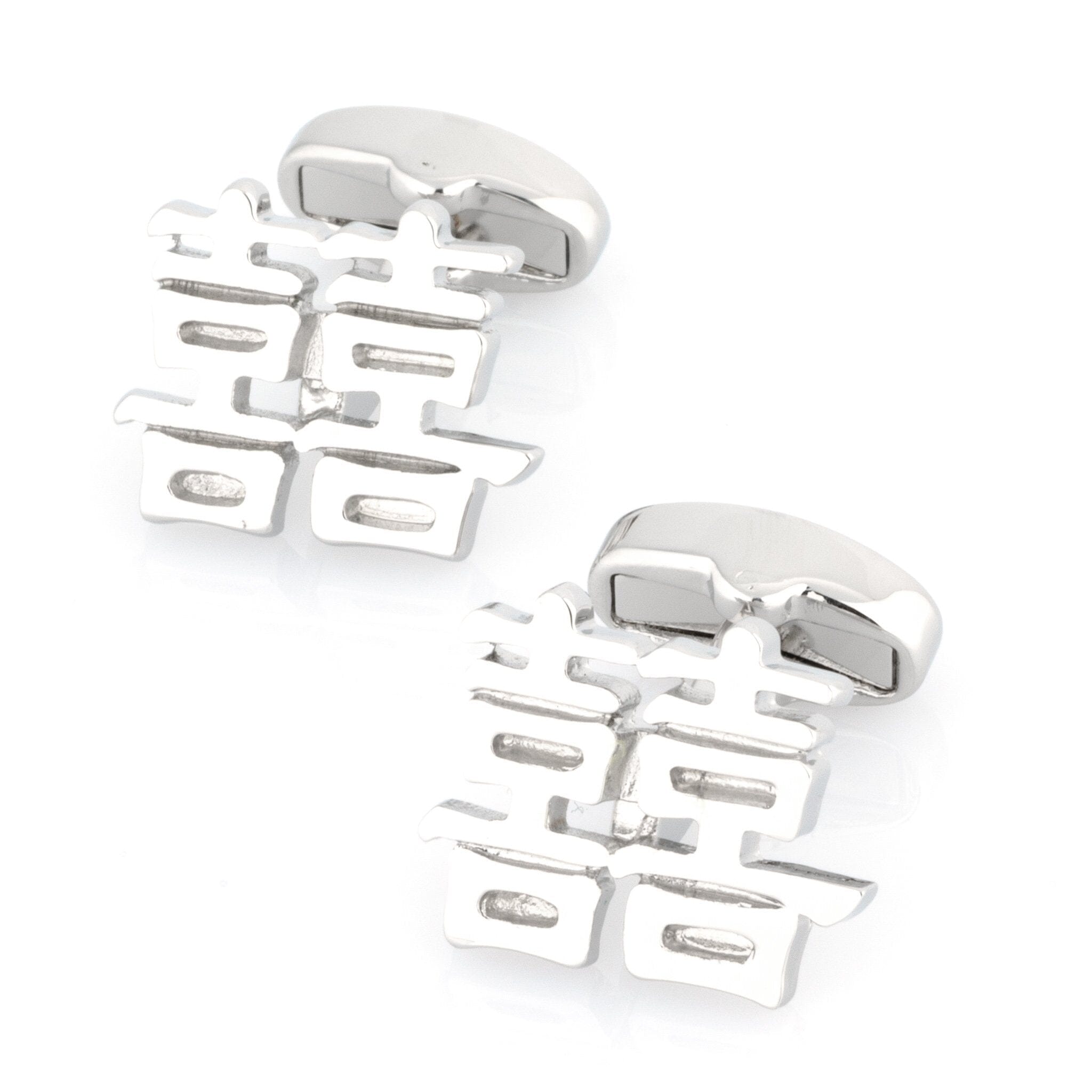 Silver Double Happiness Cufflinks Novelty Cufflinks Clinks Australia 