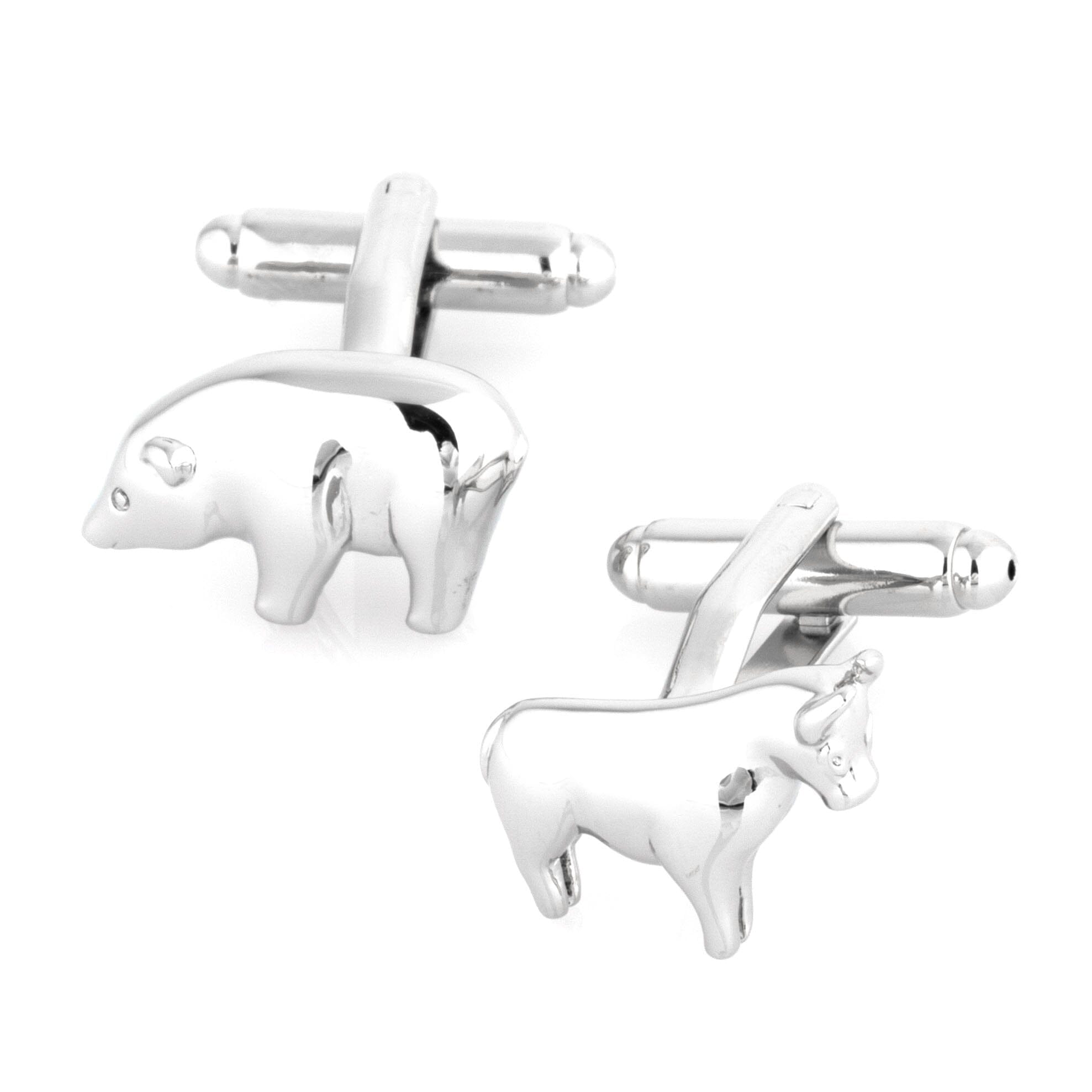 Bull and Bear Silver Cufflinks Novelty Cufflinks Clinks Australia 