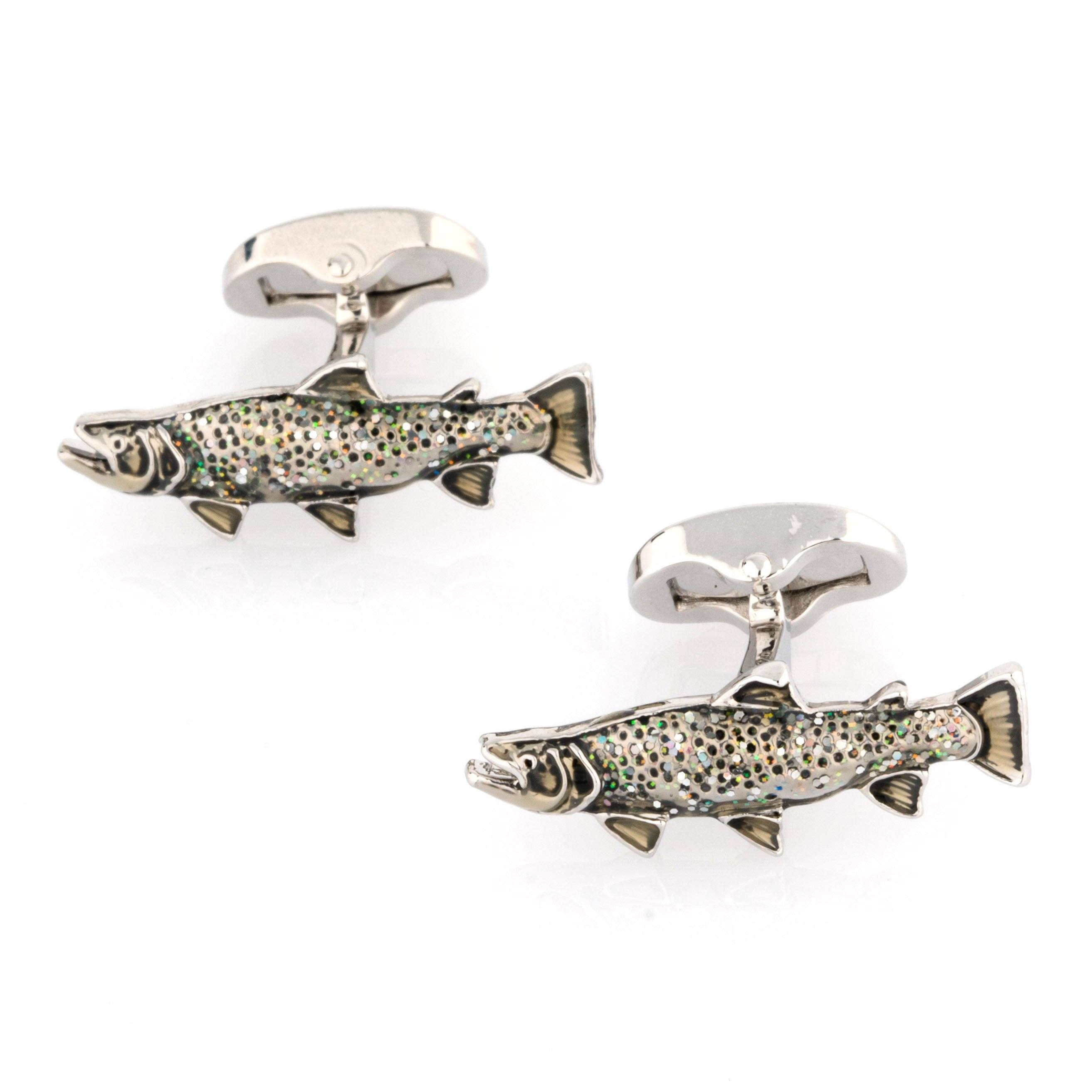 Sparkle Scaled Rainbow Trout Fish Cufflinks Novelty Cufflinks Clinks Australia 