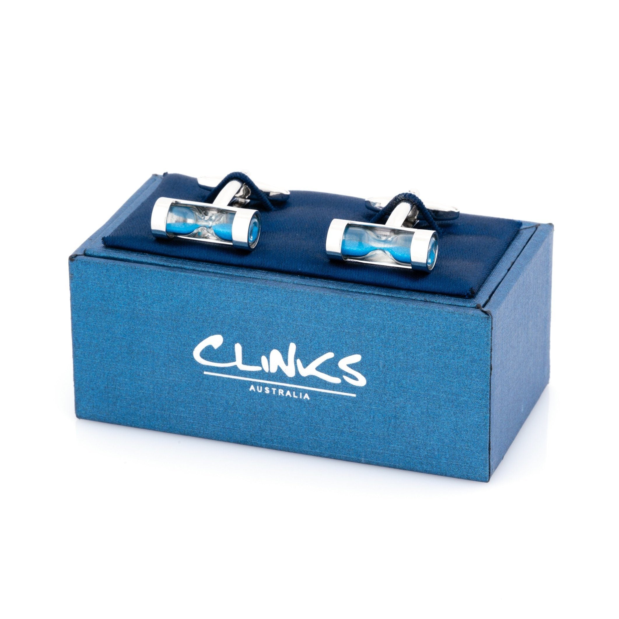 Blue Sand-Timer Hourglass Cufflinks Novelty Cufflinks Clinks Australia 