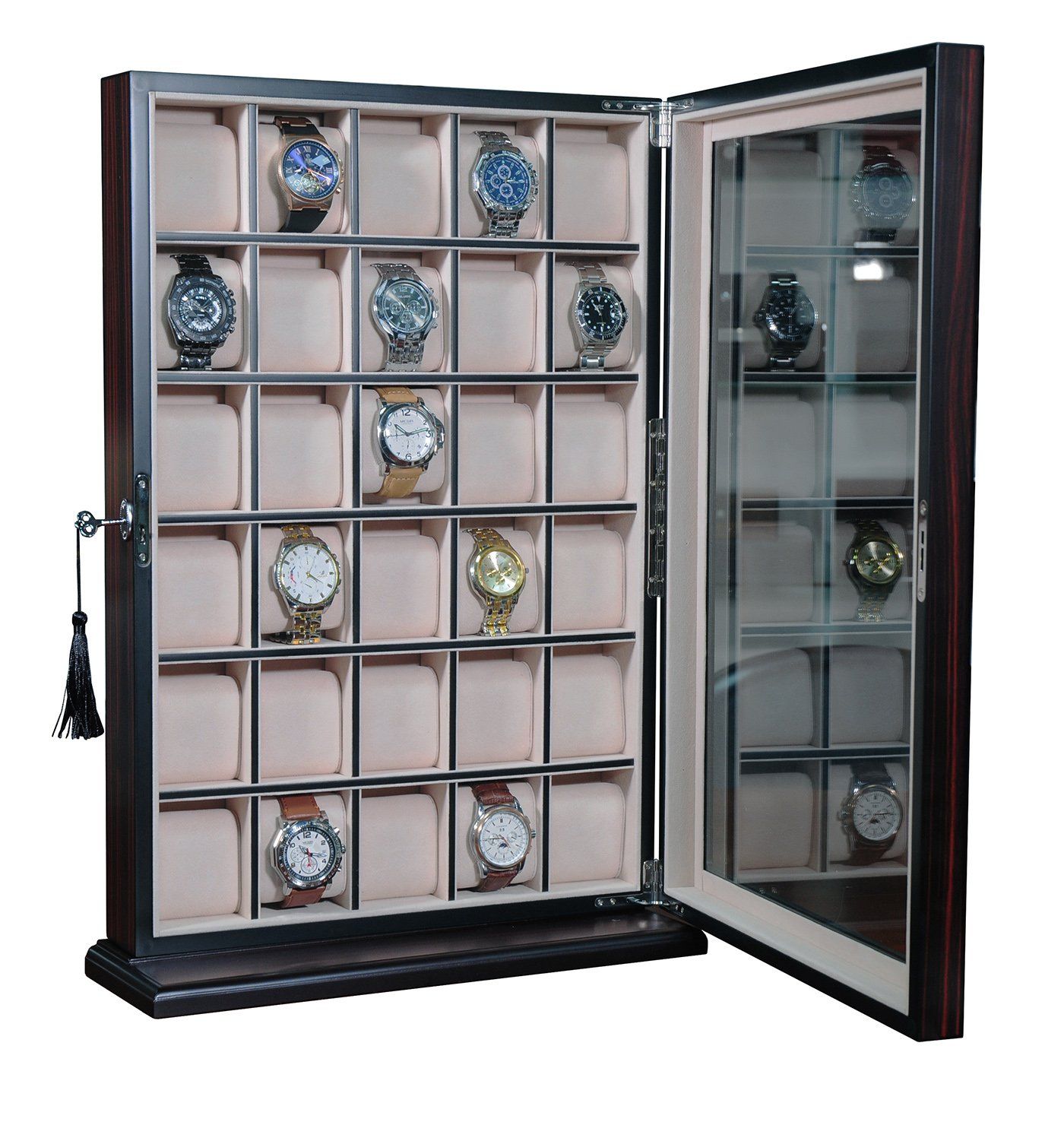 Ebony Wooden Watch Cabinet for 30 watches Watch Boxes Clinks Australia 