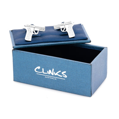 Crystal 9mm Hand Gun Cufflinks