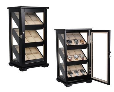 Black Wooden Watch Cabinet, 18 Watch Box, Cuffed Watch Box, Clinks Australia Watch Box, Black Watch Boxes on Cuffed, Australia Watch Box, Watch Storage Box, Watch Display Box, 18 Slots Watch Boxes, Watch Boxes for 18, Wooden Watch Box, Wooden Watch Storage Box, Wooden Watch Cabinet, Black, Storage Box, CB5050, Clinks, Clinks Australia, Cuffed