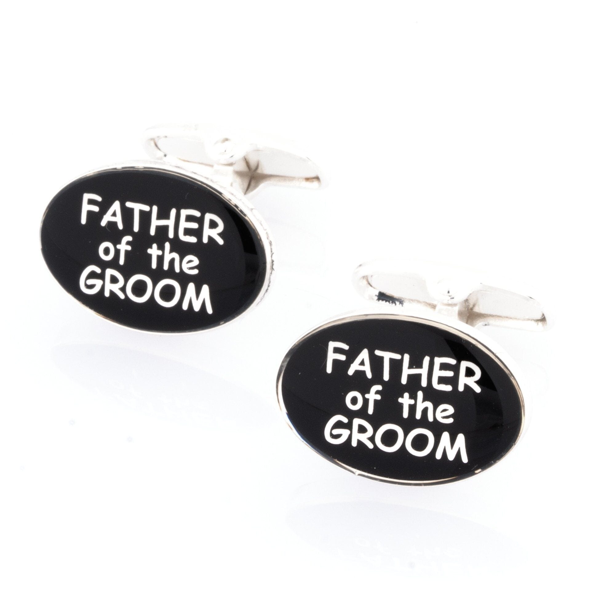 Father of the Groom Black and Silver Wedding Cufflinks Round Wedding Cufflinks Clinks Australia 