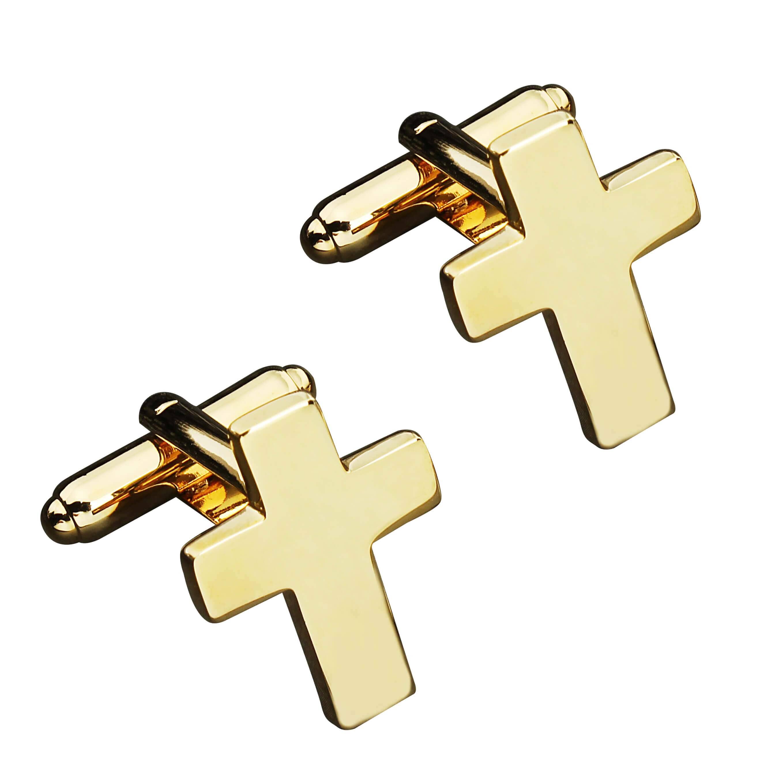 Brushed Gold Cross Cufflinks Novelty Cufflinks Clinks Australia 