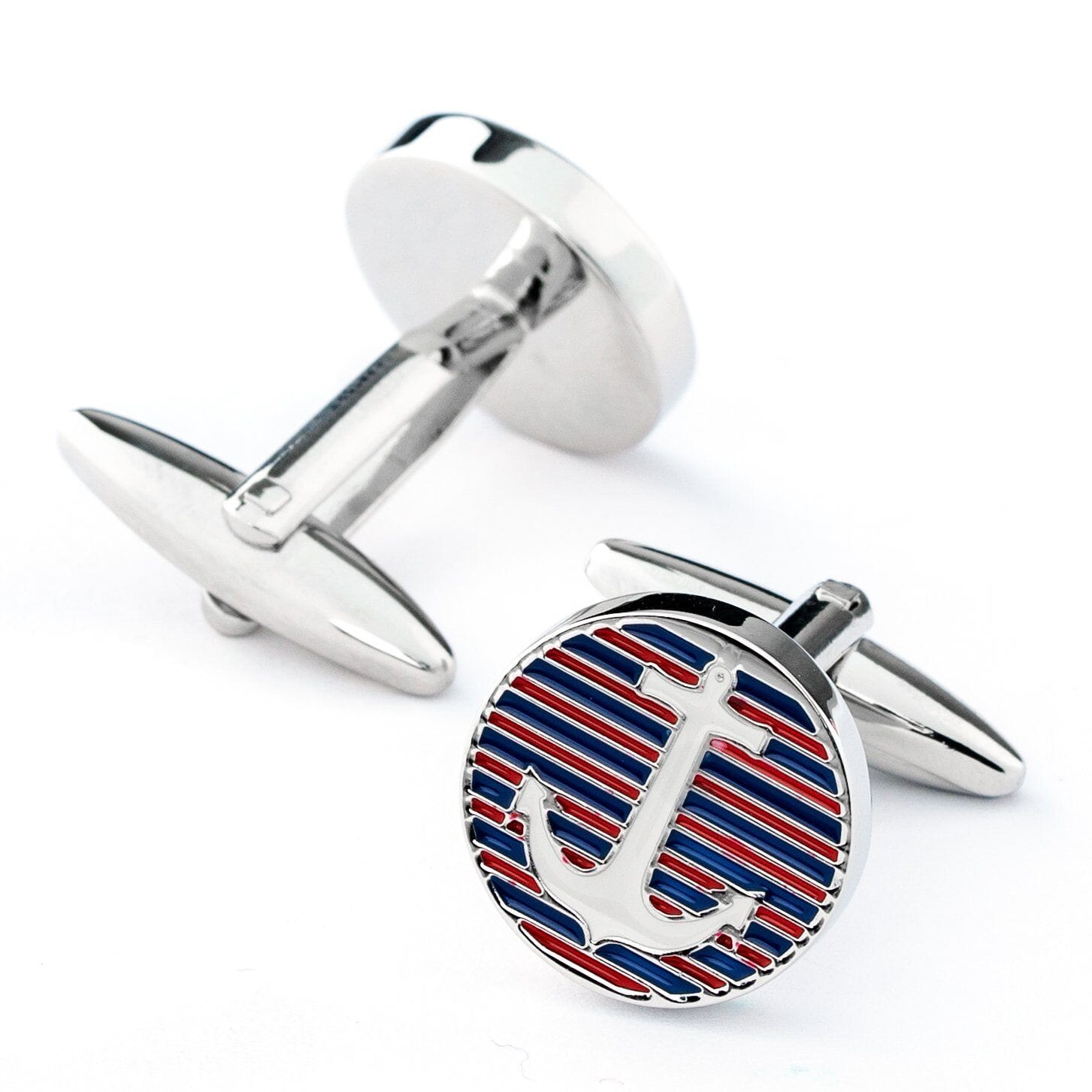 Red and Blue Stripes Anchor Cufflinks Novelty Cufflinks Clinks Australia 
