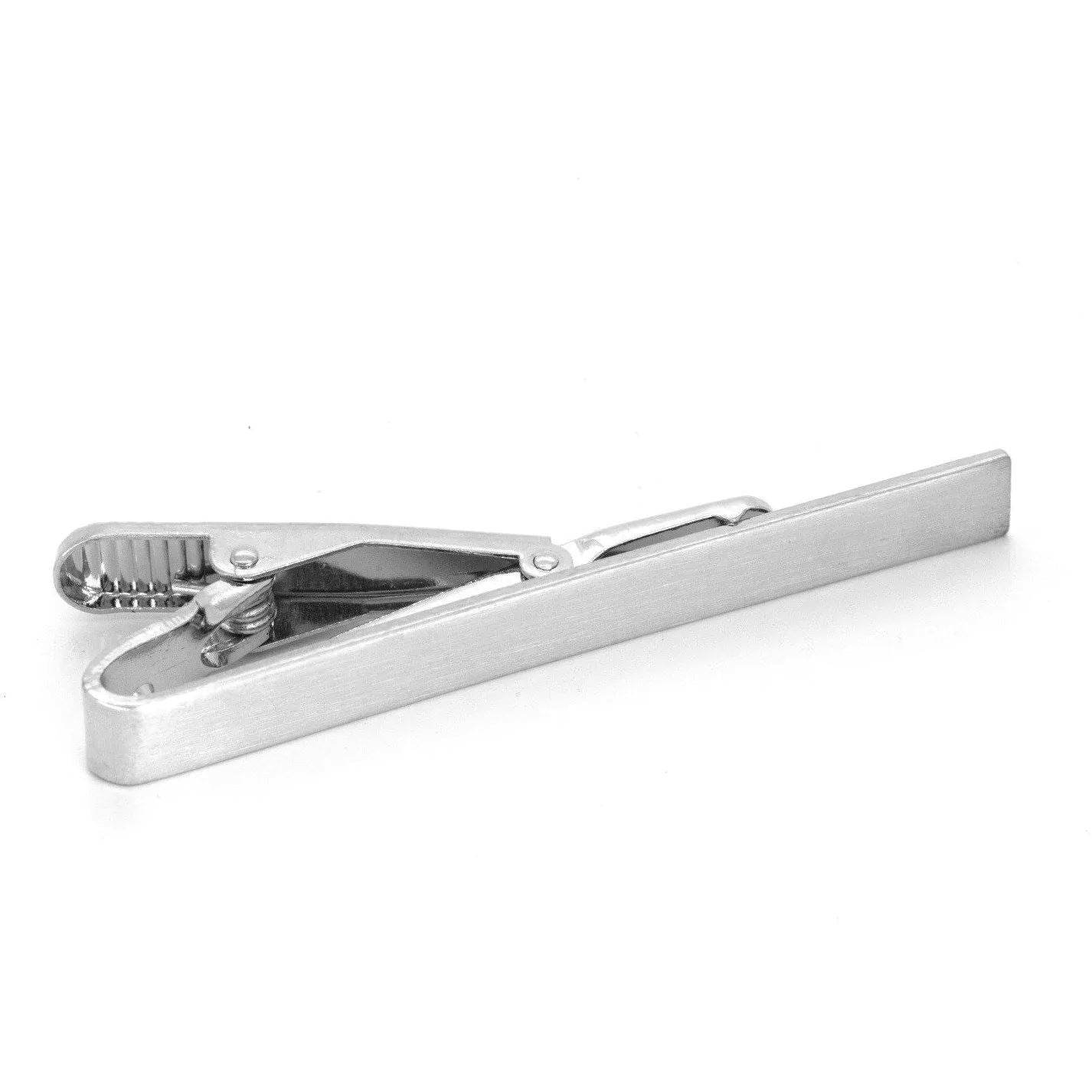Brushed Silver Tie Clip 55mm Tie Bars Clinks 
