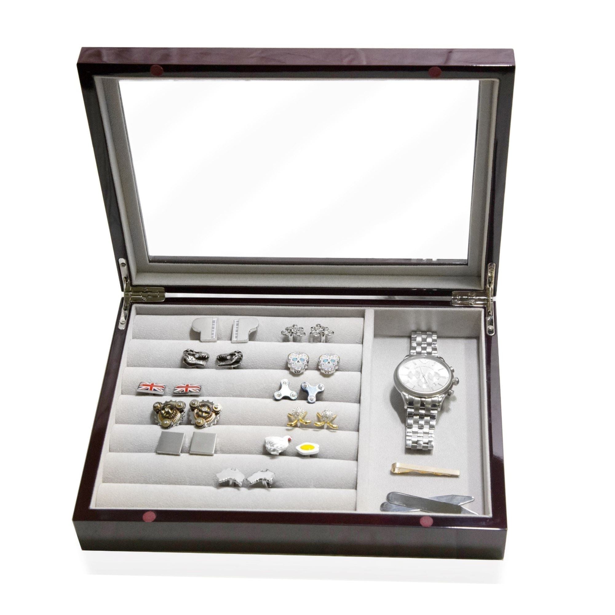 Medium Cufflink and Valet Box Mahogany Cufflink Boxes Clinks Australia 
