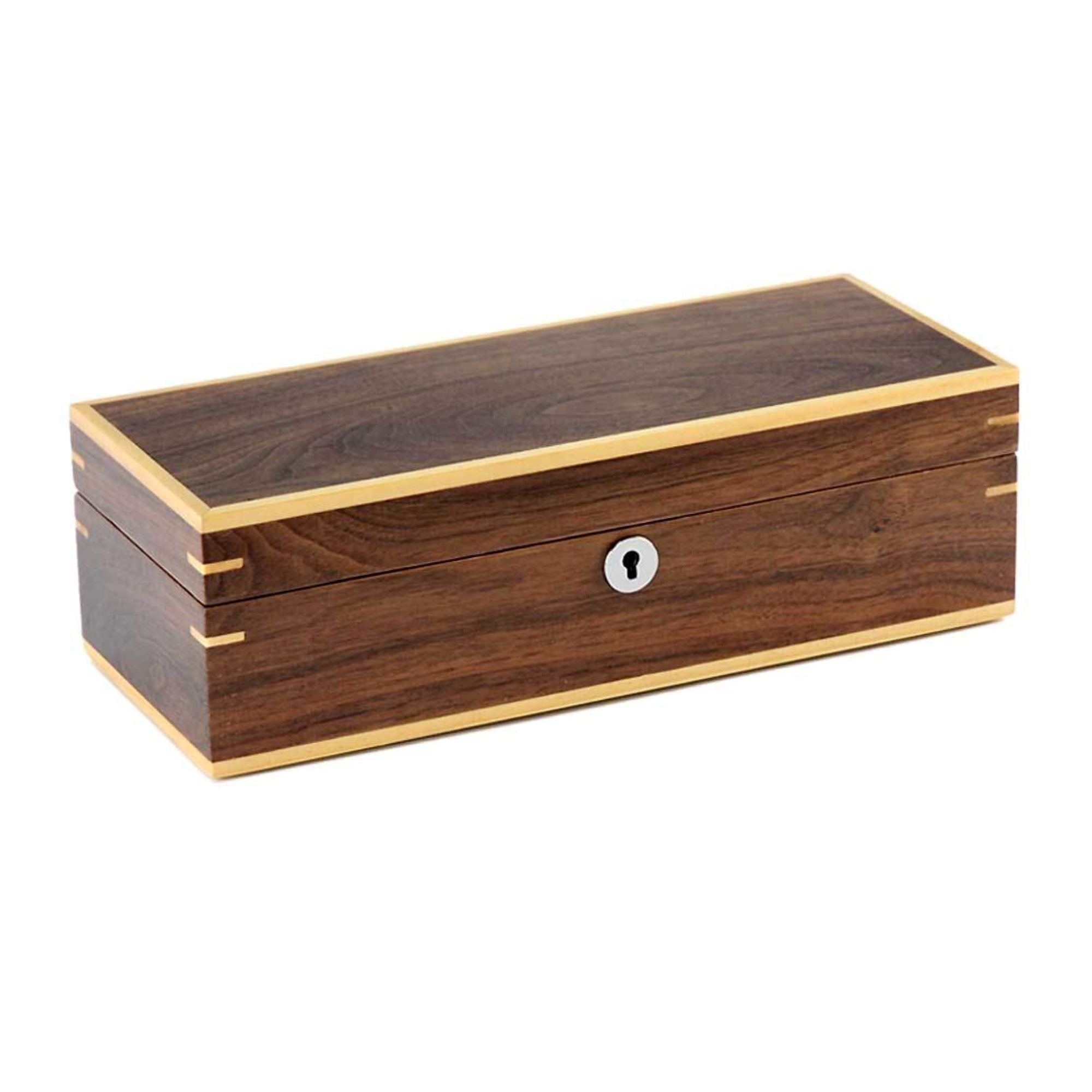 Walnut Wooden Watch Box for 5 Watches Watch Boxes Clinks 