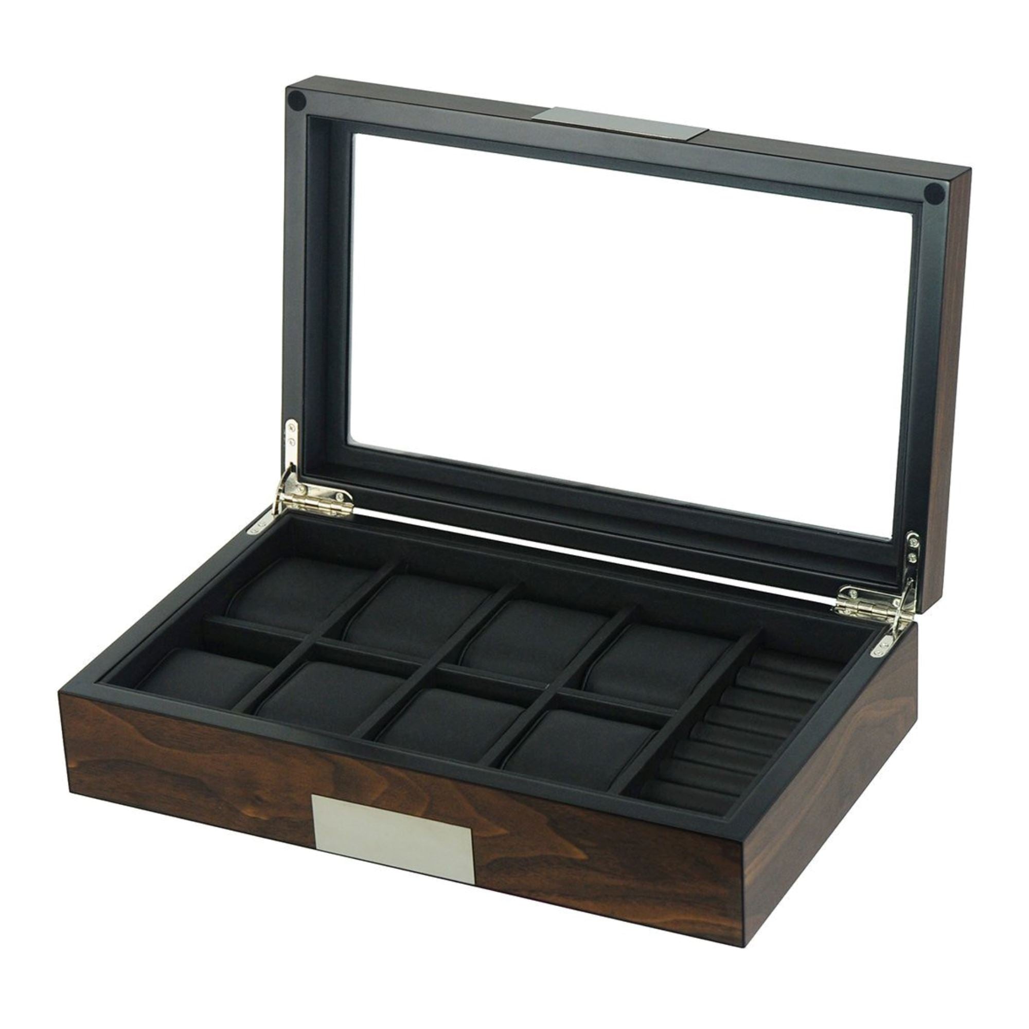8 Slots Walnut Wooden Watch/Cufflink Box Watch Boxes Clinks 