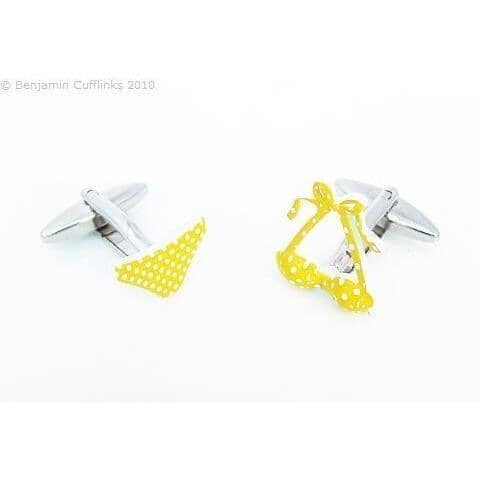 Yellow Polka Dot Bikini Cufflinks Novelty Cufflinks Clinks Australia Yellow Polka Dot Bikini Cufflinks 