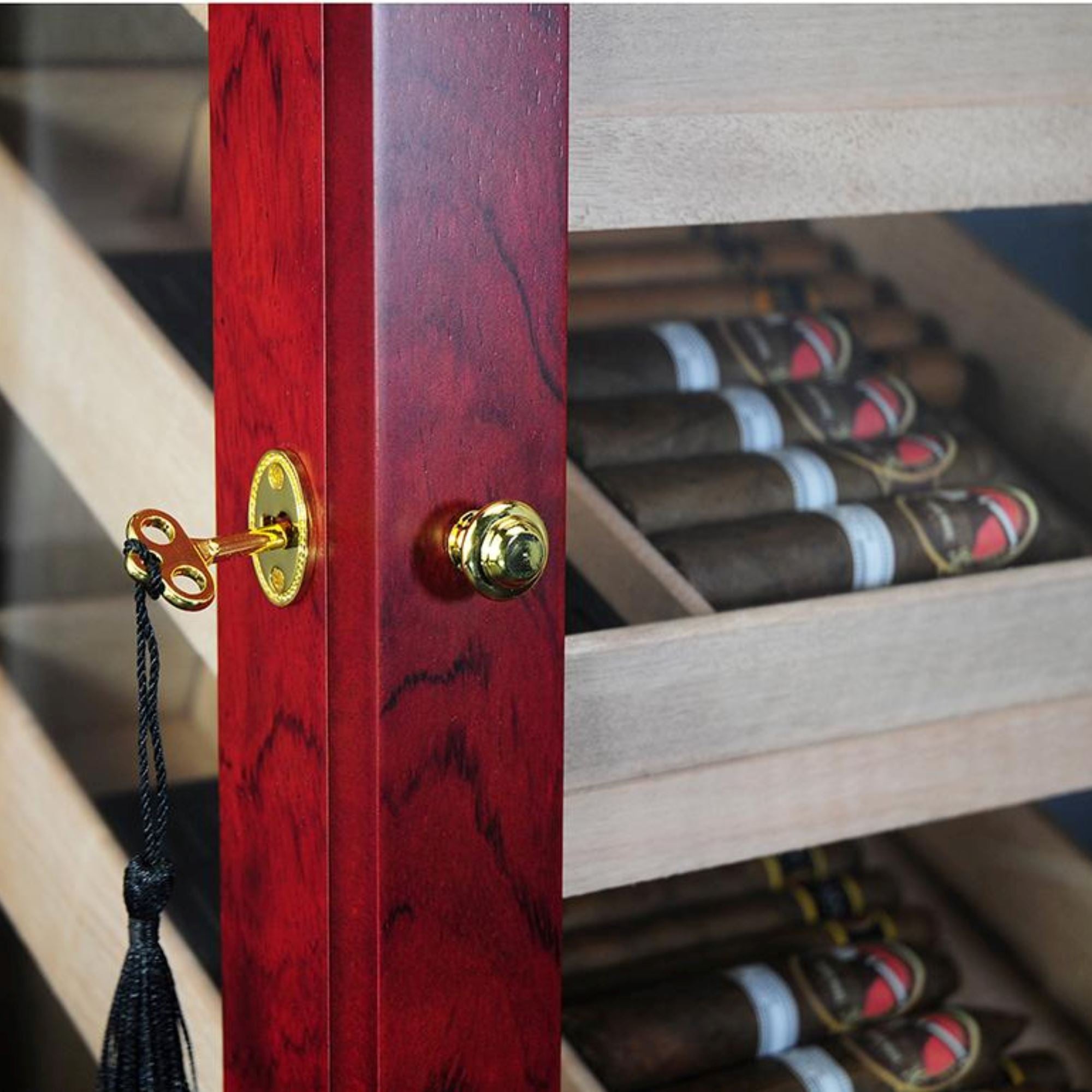 150 CT Bubinga Cigar Humidor Mahogany Lining Cabinet for Cigars Cigar Boxes Clinks 
