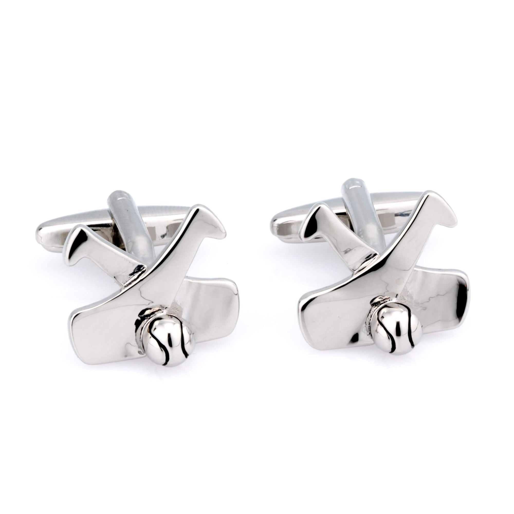Hockey Sticks and Ball Silver Cufflinks Novelty Cufflinks Clinks Australia Default 