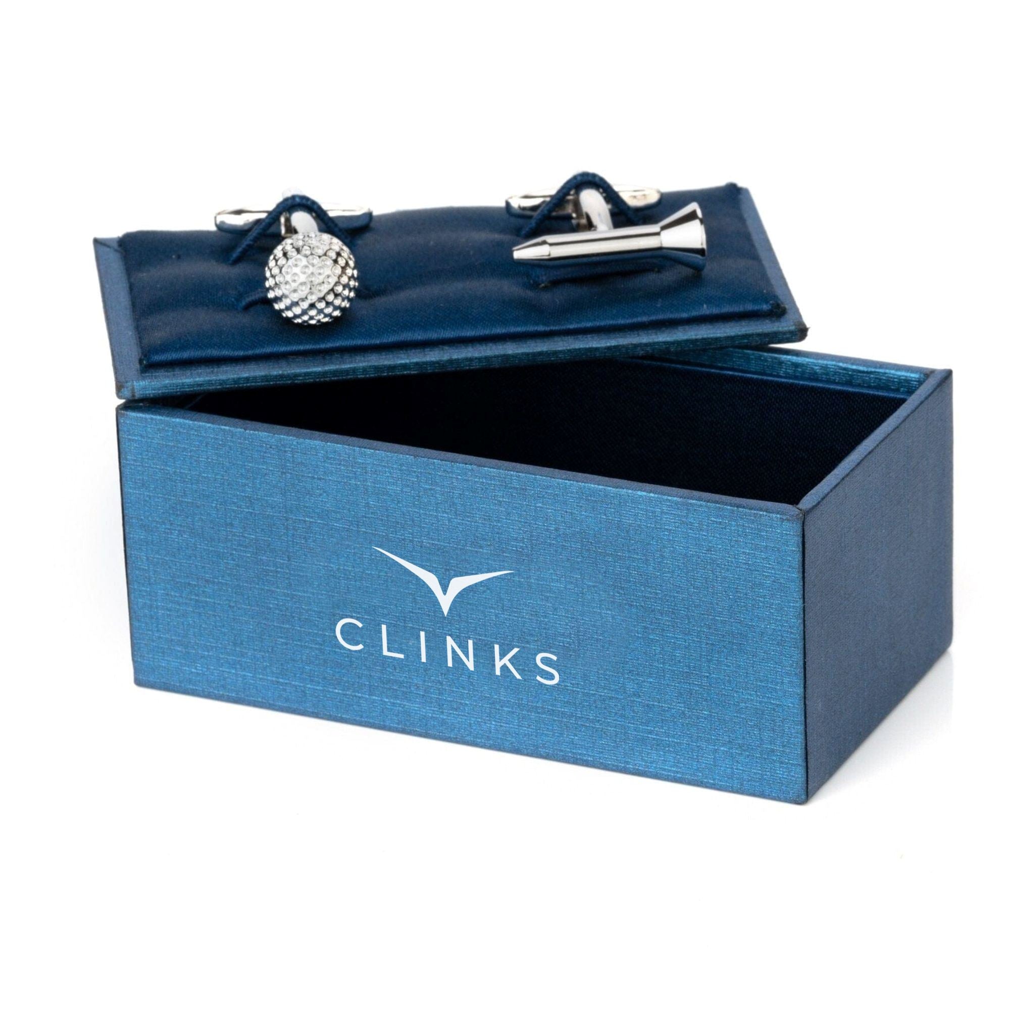 Golf Ball and Tee Silver Cufflinks Novelty Cufflinks Clinks Australia 
