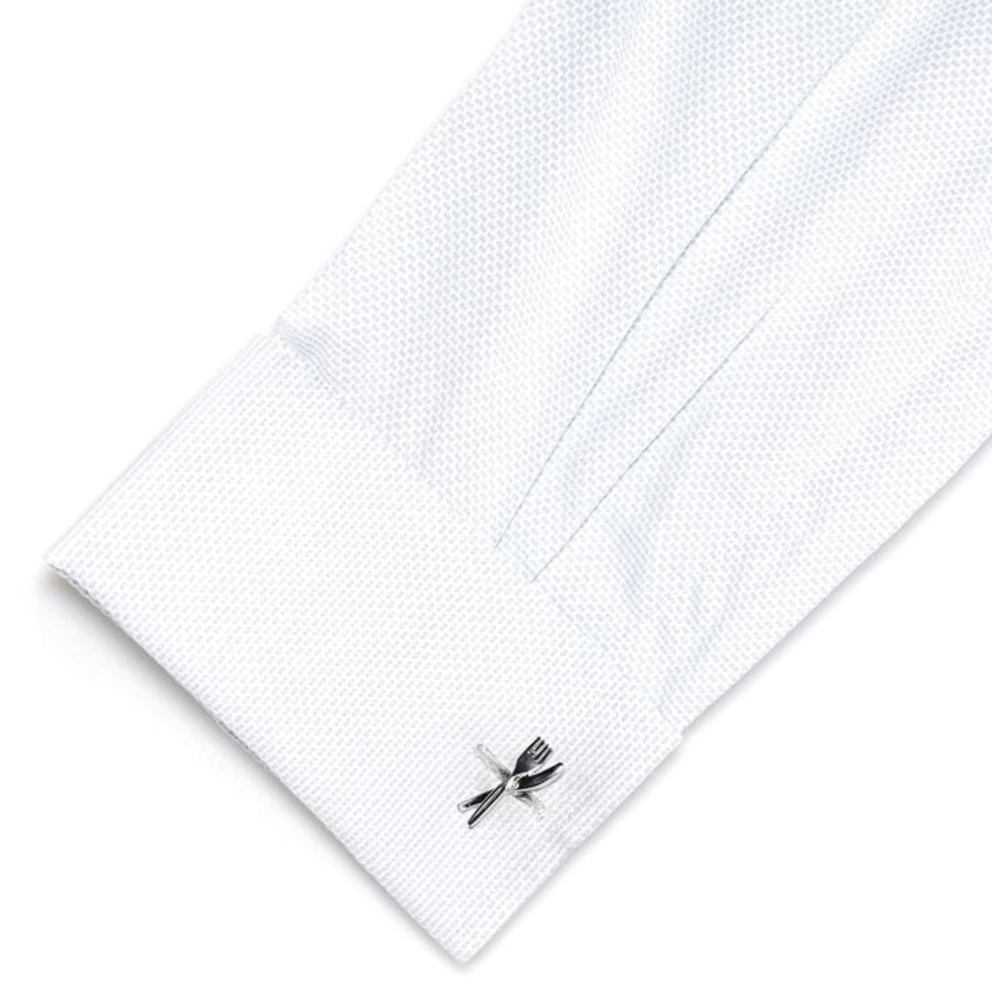 Knife and Fork Cufflinks Silver Novelty Cufflinks Clinks Australia 
