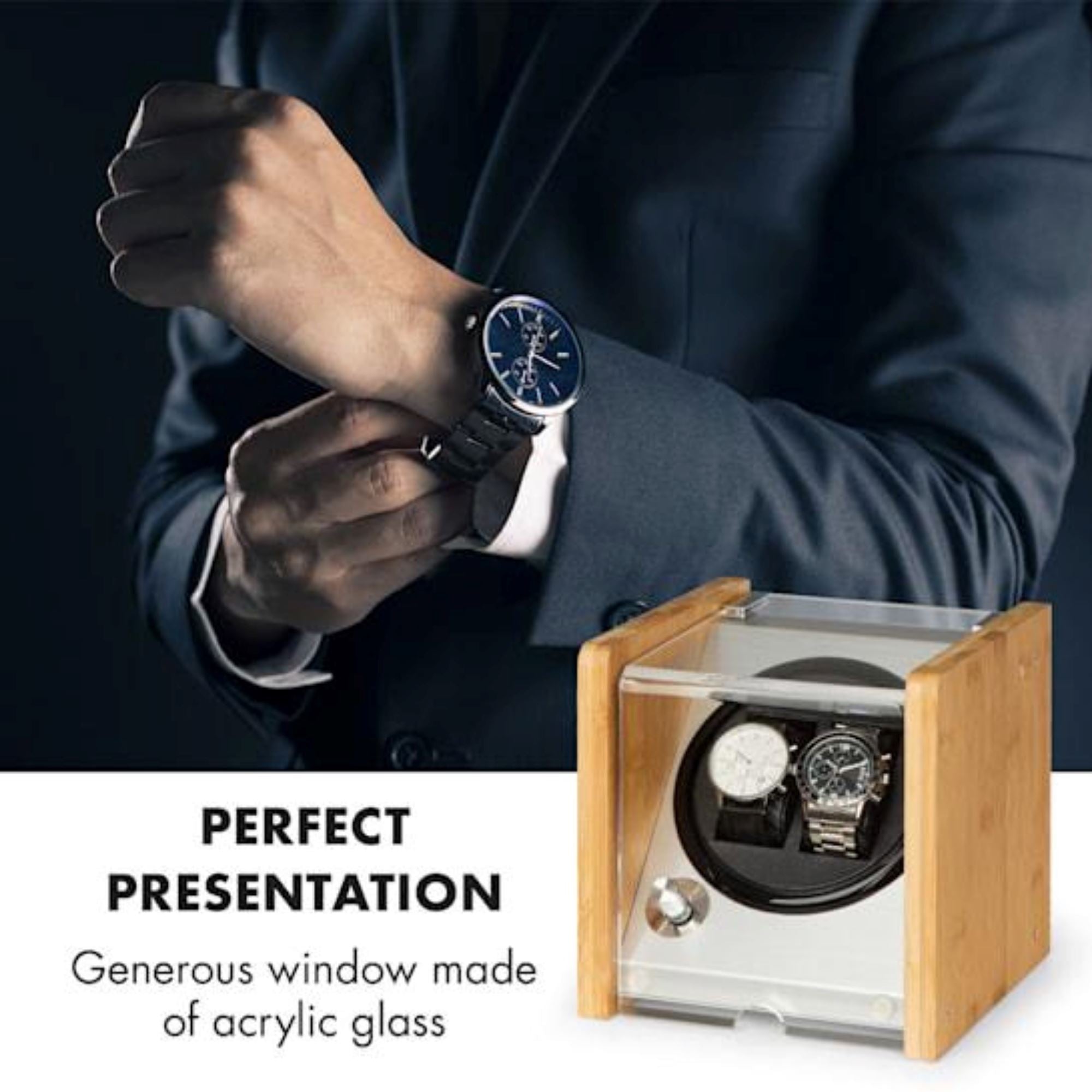 BLAQ Watch Winder Box 2 Watches in Aluminum & Bamboo Watch Winder Boxes Clinks 