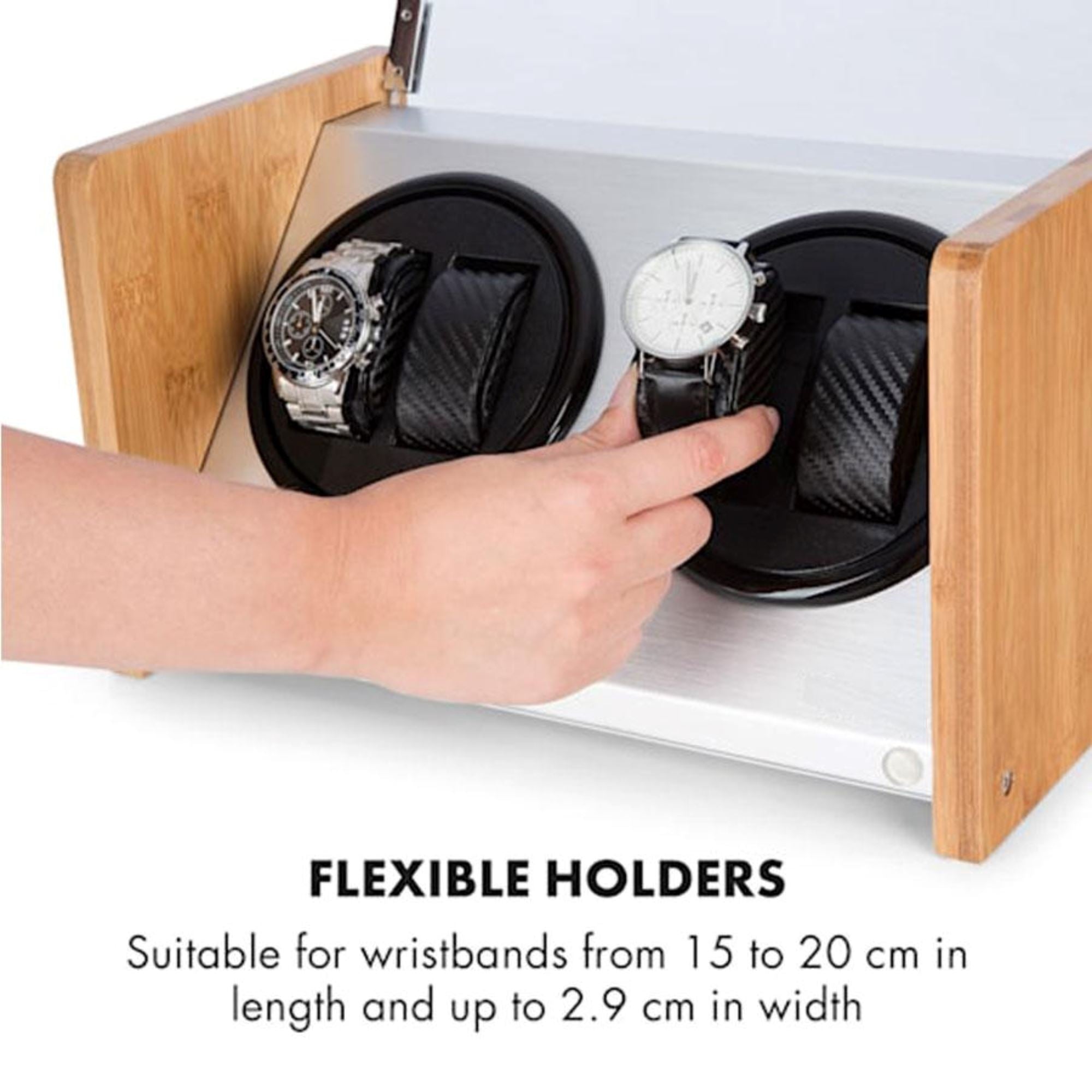 BLAQ Watch Winder Box 4 Watches in Aluminum & Bamboo Watch Winder Boxes Clinks 