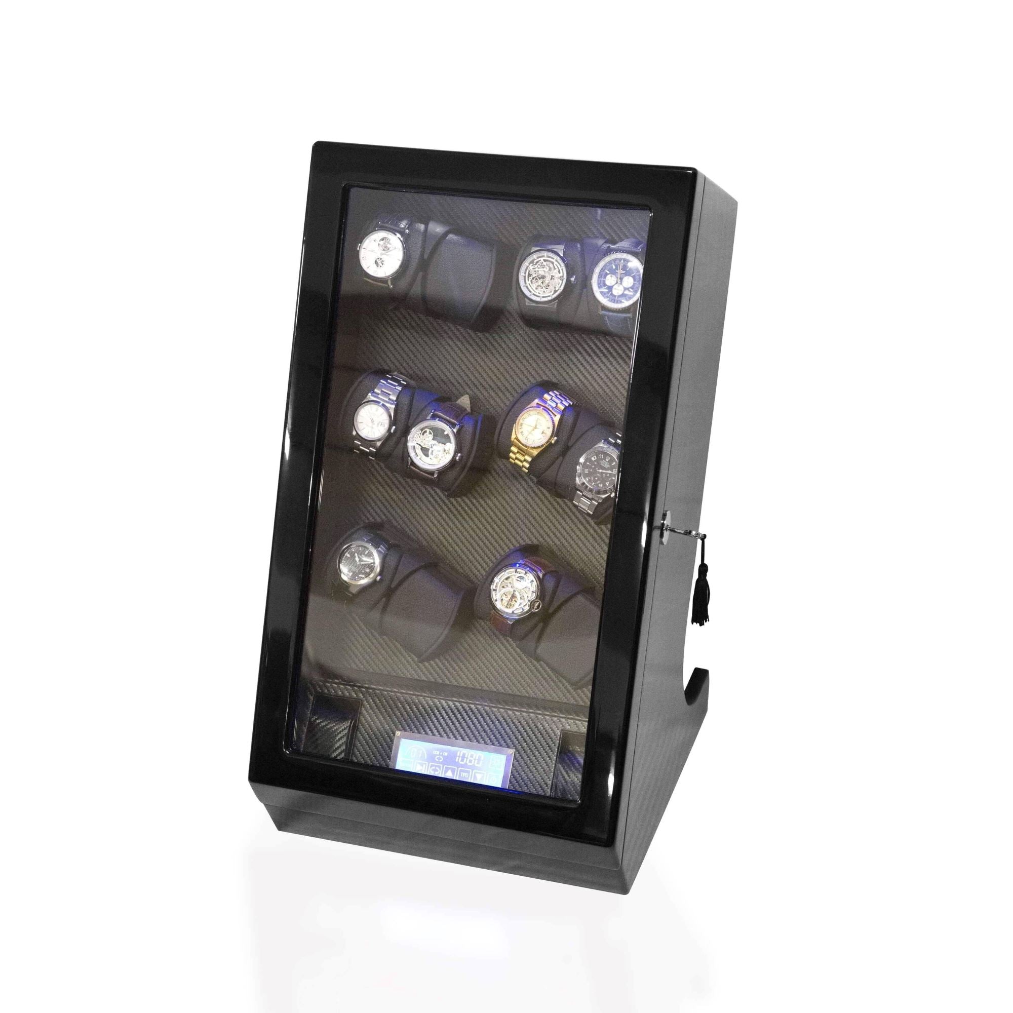 Kosciuszko Watch Winder Box for 12 + 2 Watches in Black Watch Winder Boxes Clinks 