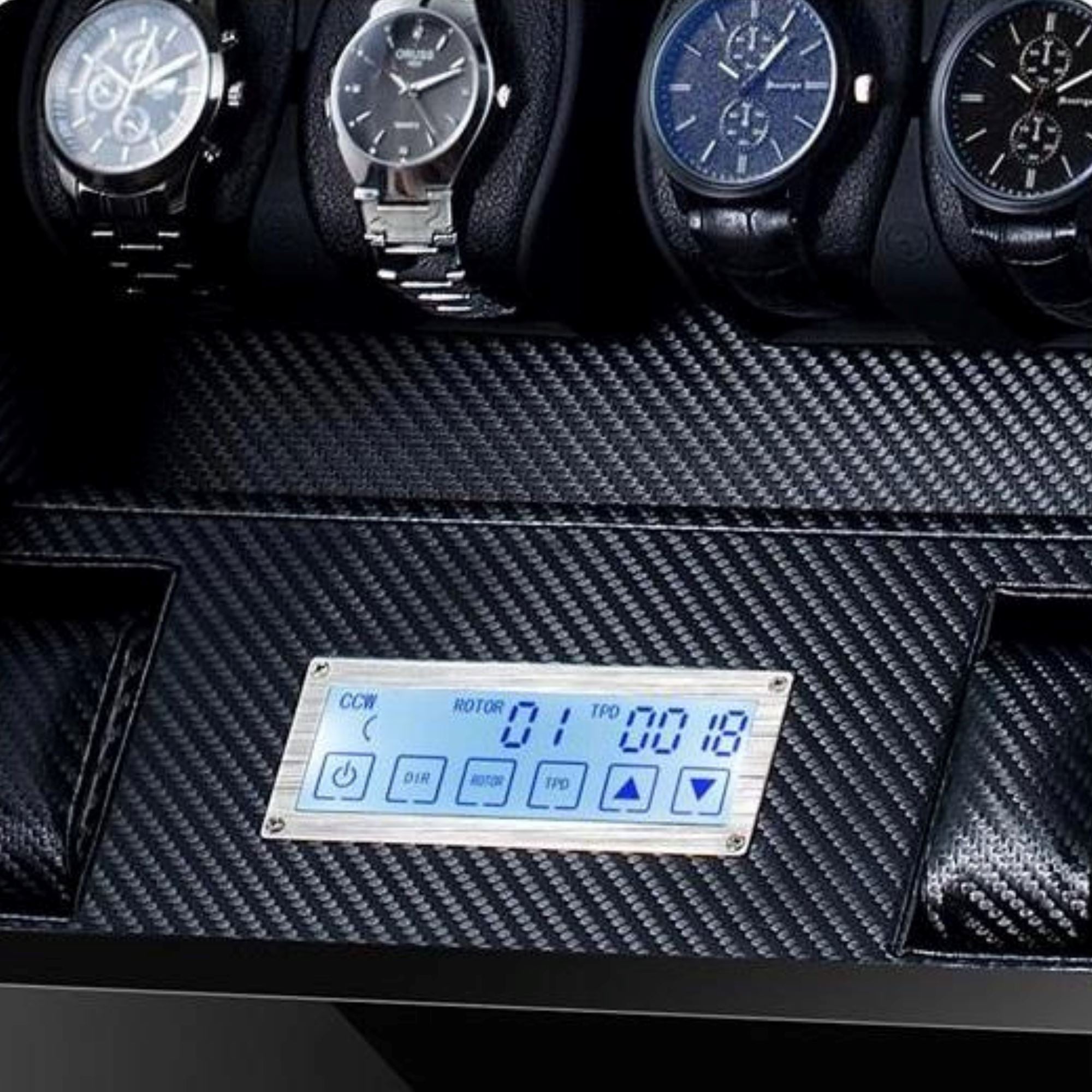 Kosciuszko Watch Winder Box for 12 + 2 Watches in Black Watch Winder Boxes Clinks 