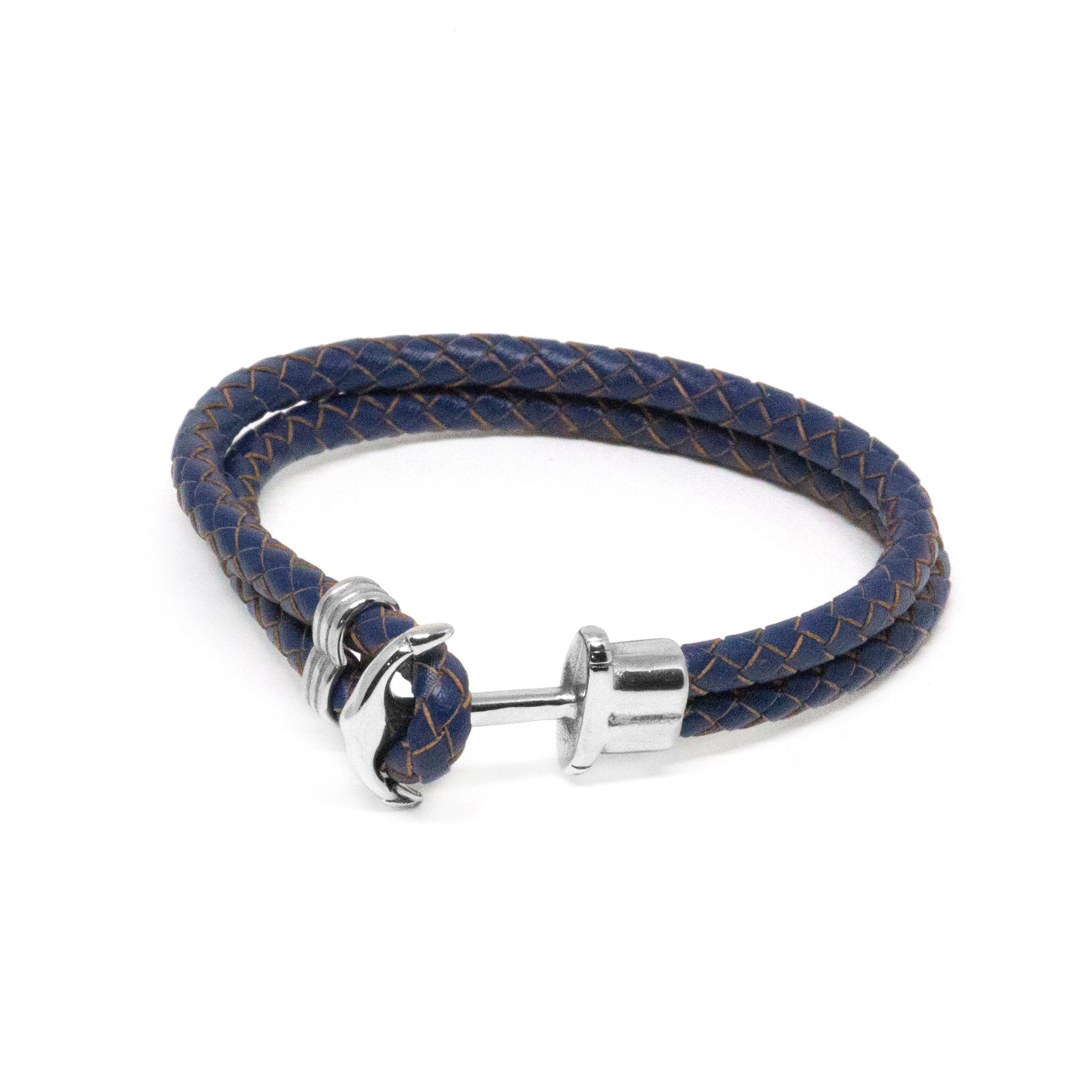 Double Navy Blue Leather Anchor Bracelet Bracelet Clinks Australia 