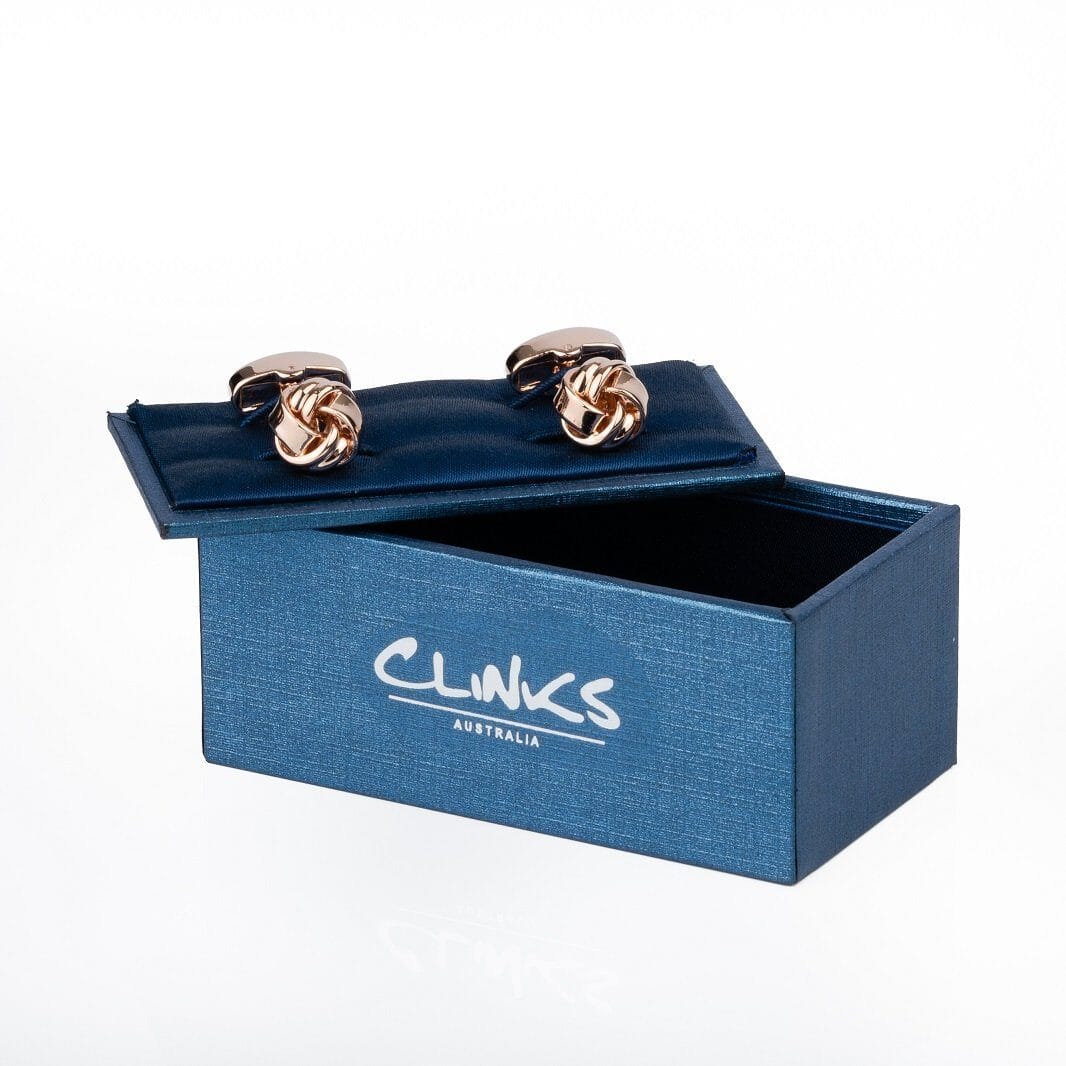 Rose Gold Knot Cufflinks Classic & Modern Cufflinks Clinks Australia 