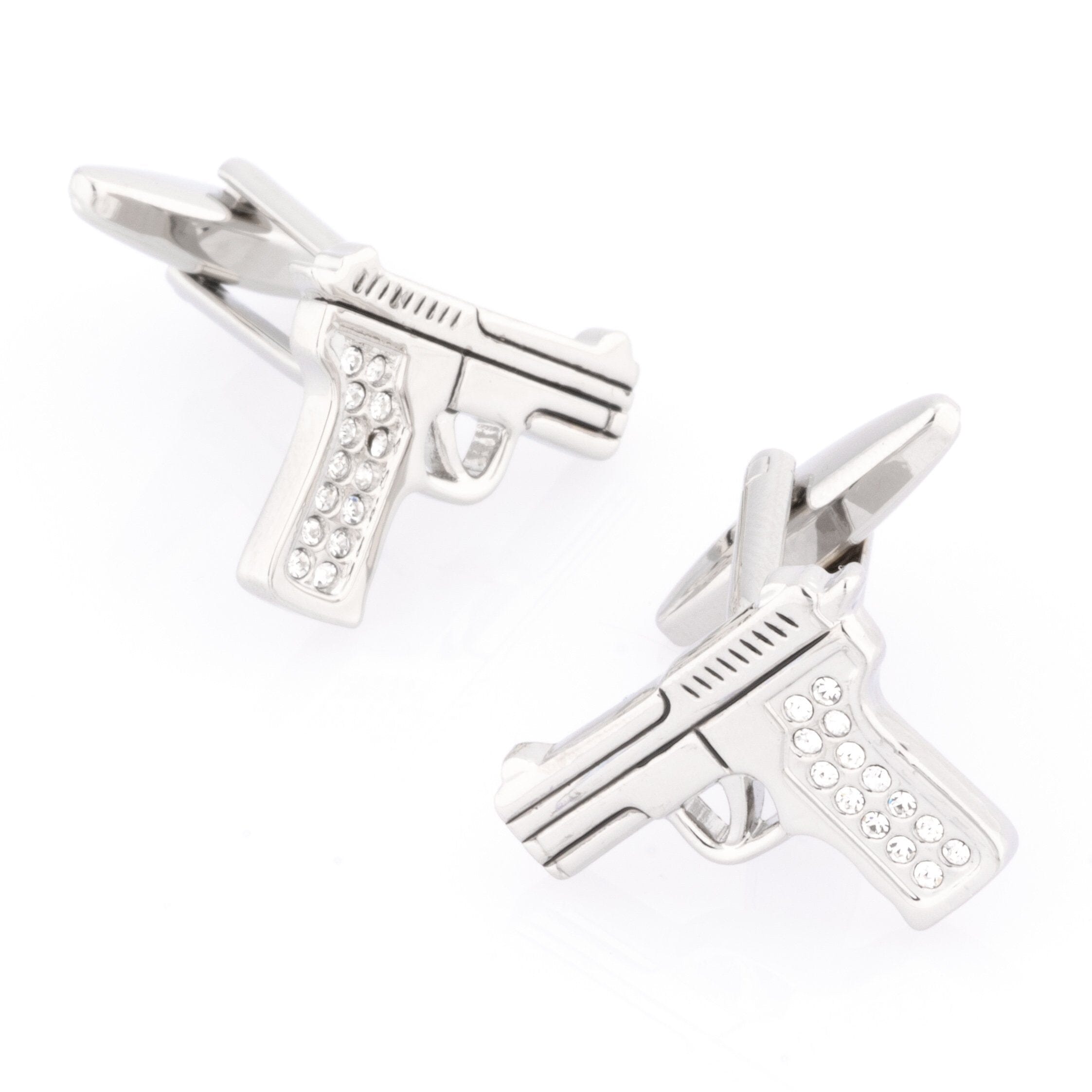 Crystal 9mm Hand Gun Cufflinks Novelty Cufflinks Clinks Australia Crystal 9mm Hand Gun Cufflinks 