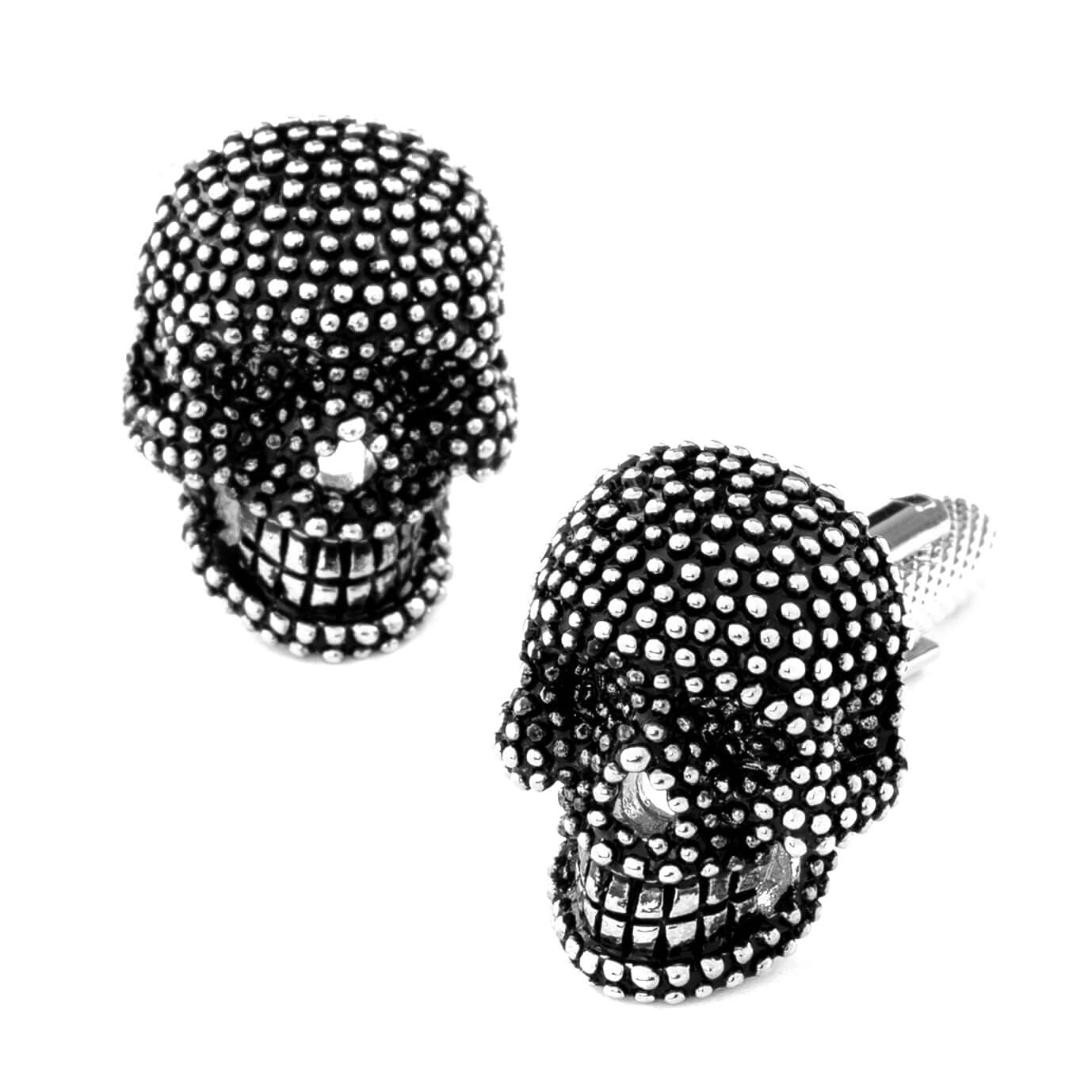 Black Dotted Silver Skull Cufflinks & Stud Set Stud Sets Clinks Australia 