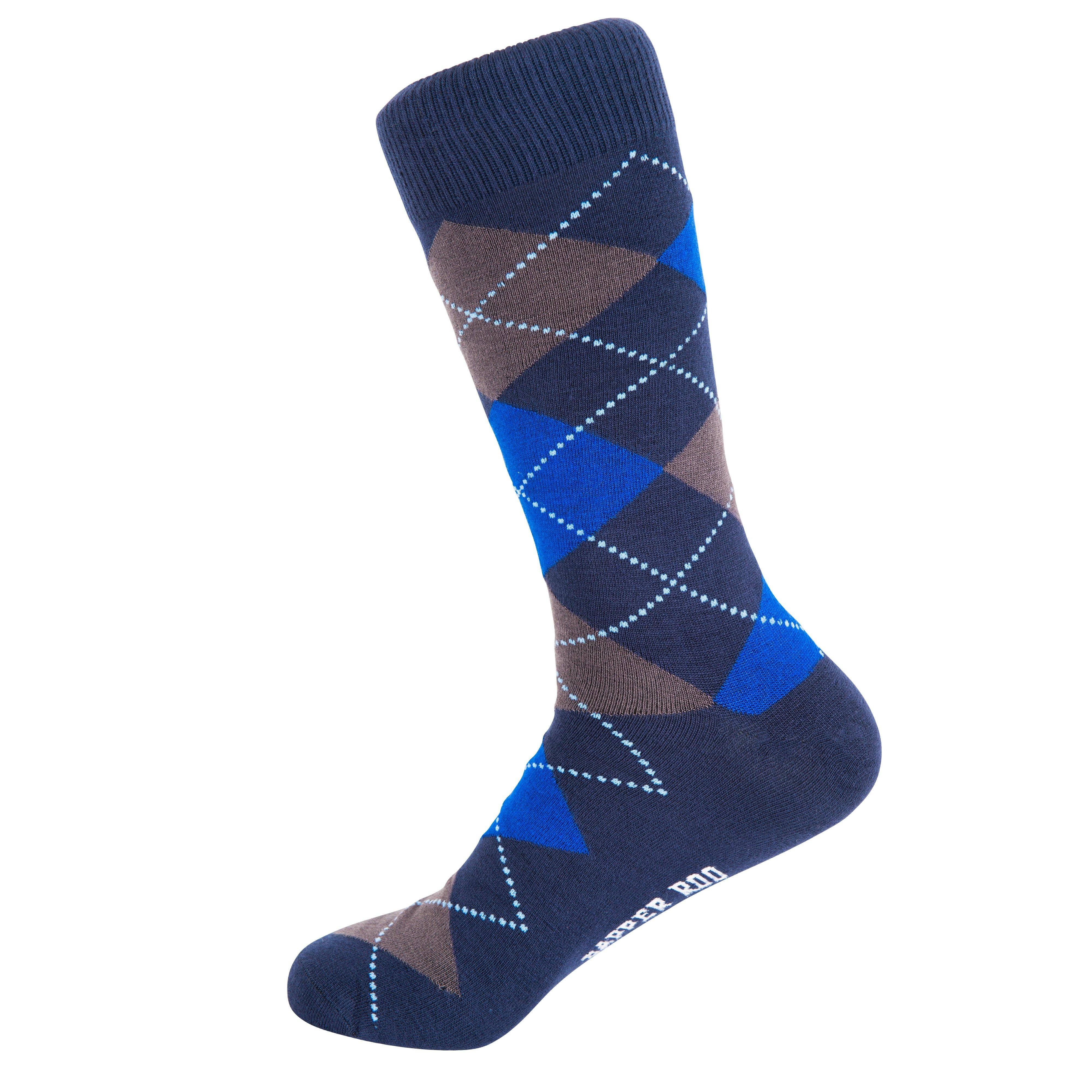 Argyle Tartan Blue Bamboo Socks by Dapper Roo Socks Dapper Roo 