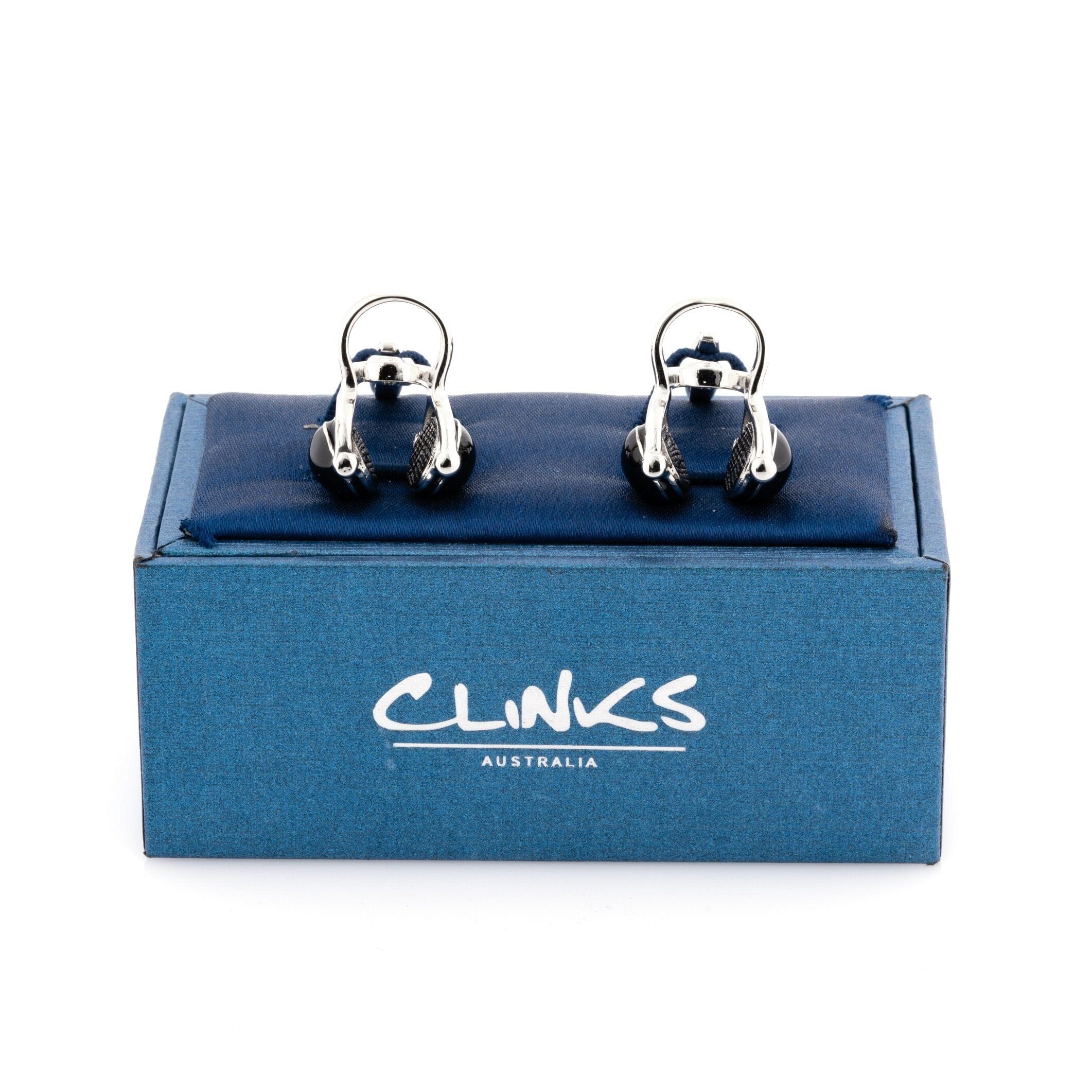 Black and Silver Headphone Cufflinks Style 2 Novelty Cufflinks Clinks Australia 