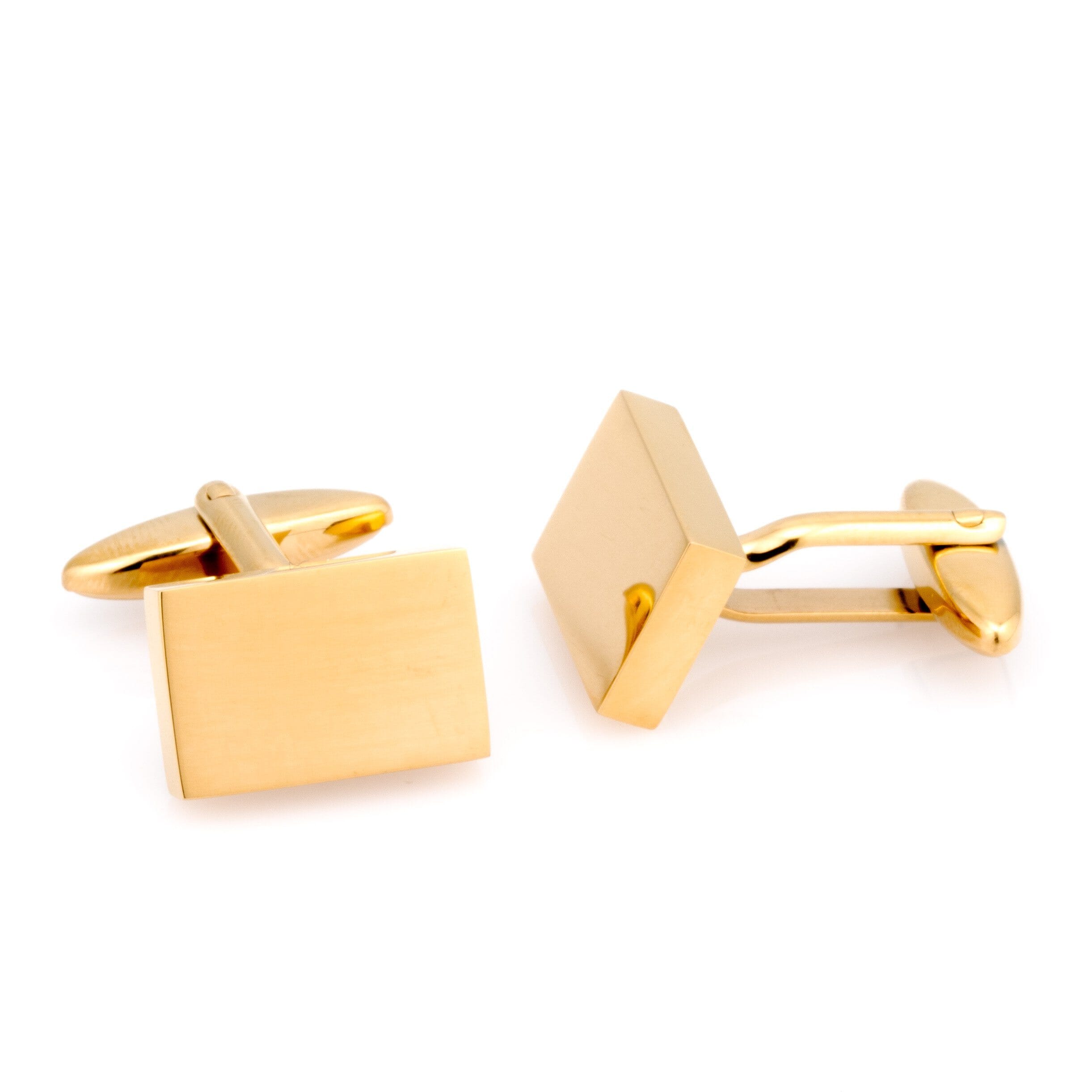 Shiny Gold Rectangle Engravable Cufflinks Classic & Modern Cufflinks Clinks Australia 