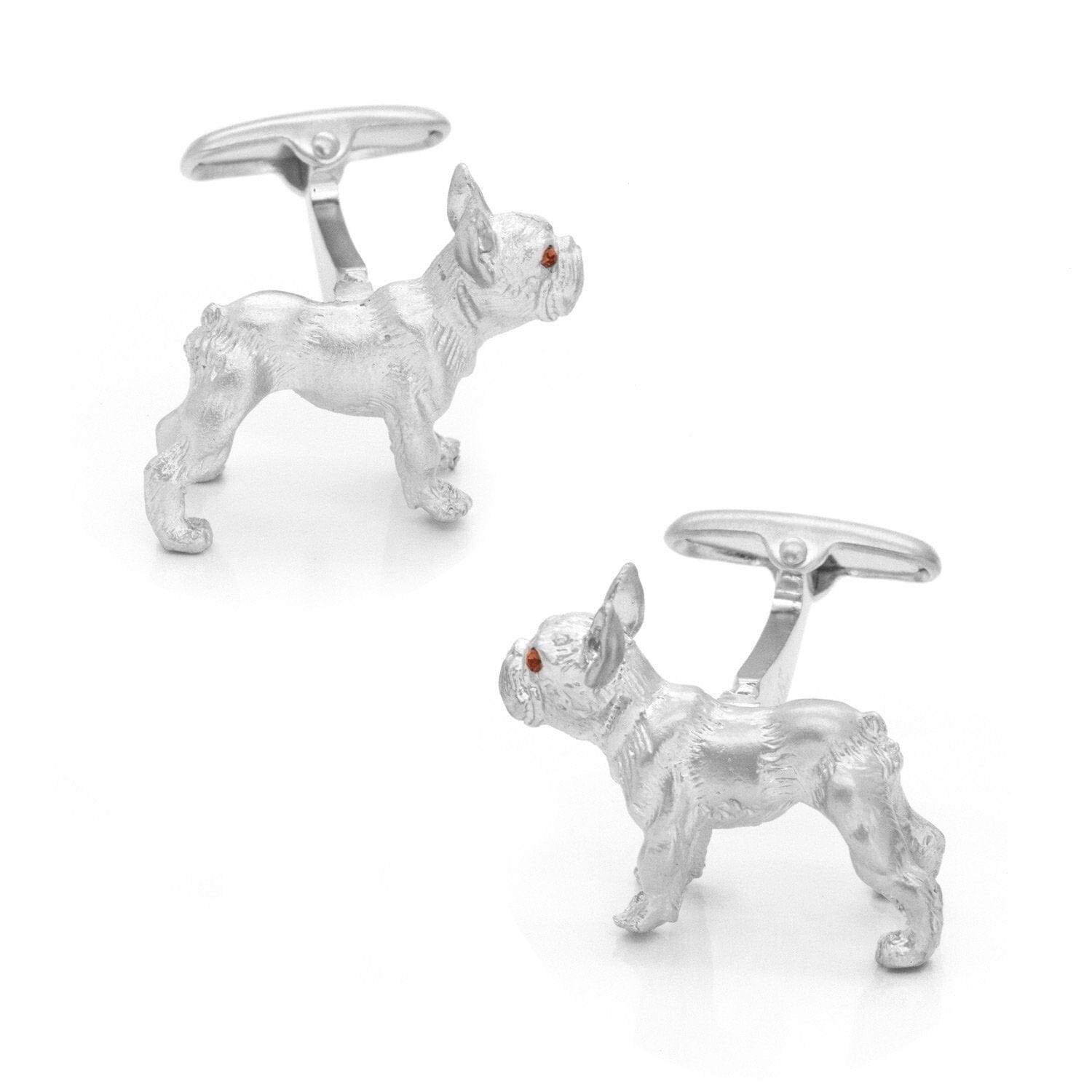 Silver Bulldog Cufflinks with Brown Crystal Eyes Novelty Cufflinks Clinks Australia 