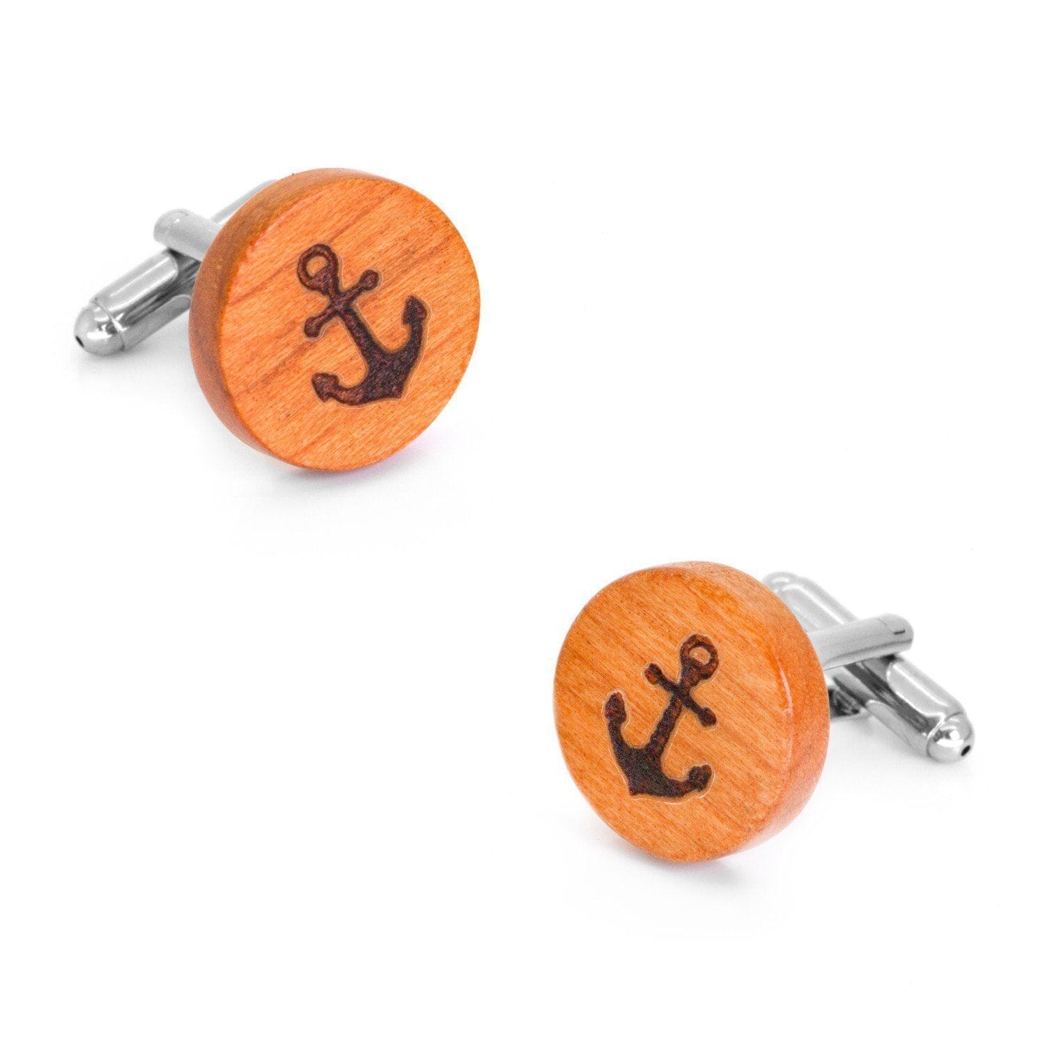 Round Wood Anchor Cufflinks Novelty Cufflinks Clinks Australia 