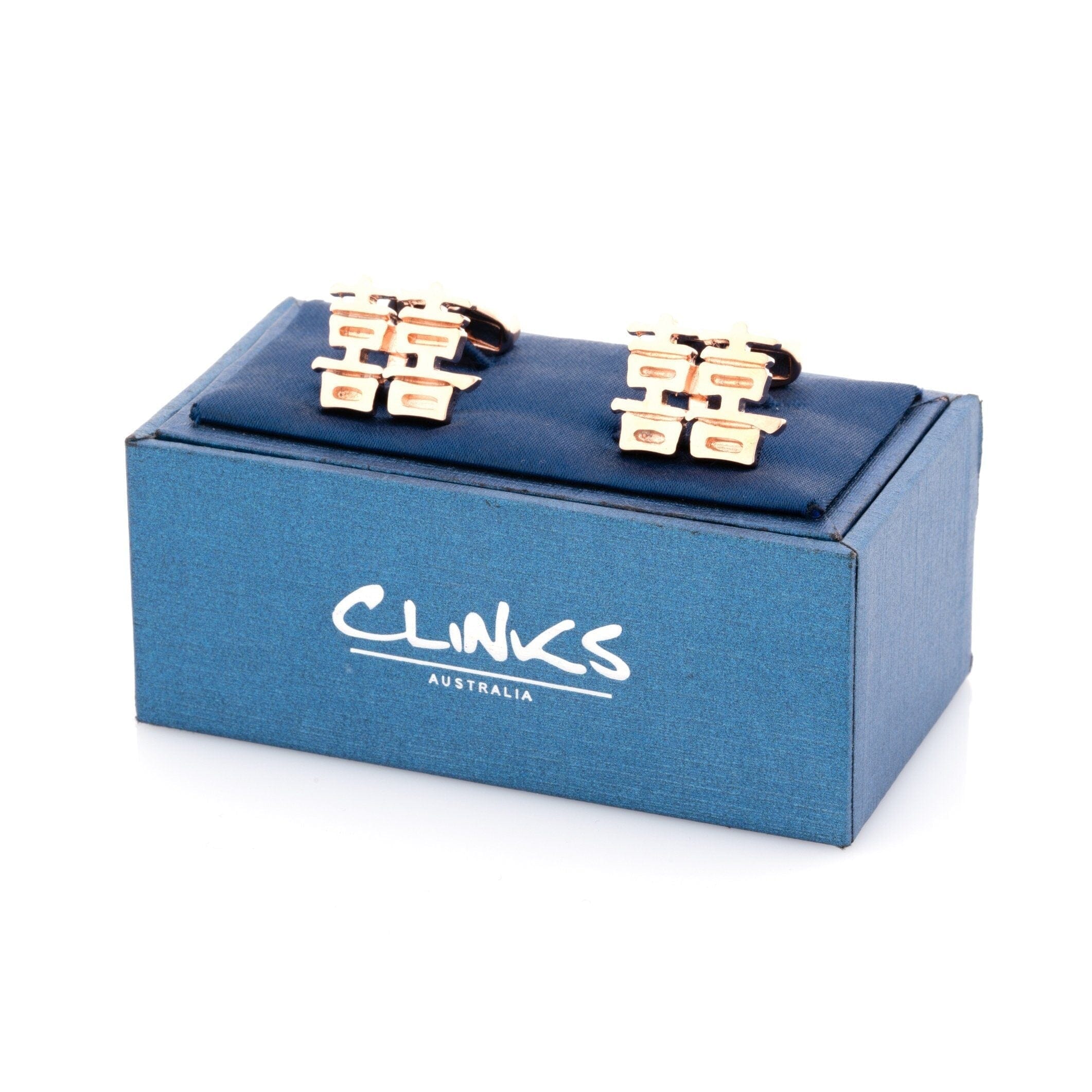Chinese Symbol of Double Happiness Rose Gold Novelty Cufflinks Clinks Australia 