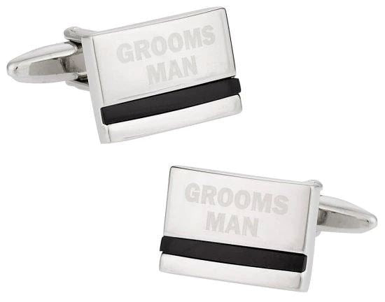 Groomsman Laser Etched Onyx Silver Wedding Cufflinks Wedding Cufflinks Clinks Australia 