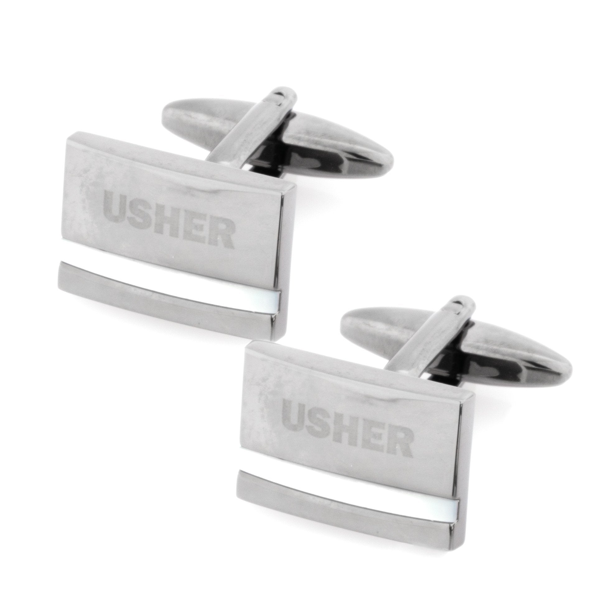 Usher Laser Etched Mother of Pearl Gunmetal Cufflinks Wedding Cufflinks Clinks Australia Usher Laser Etched Mother of Pearl Gunmetal Cufflinks 