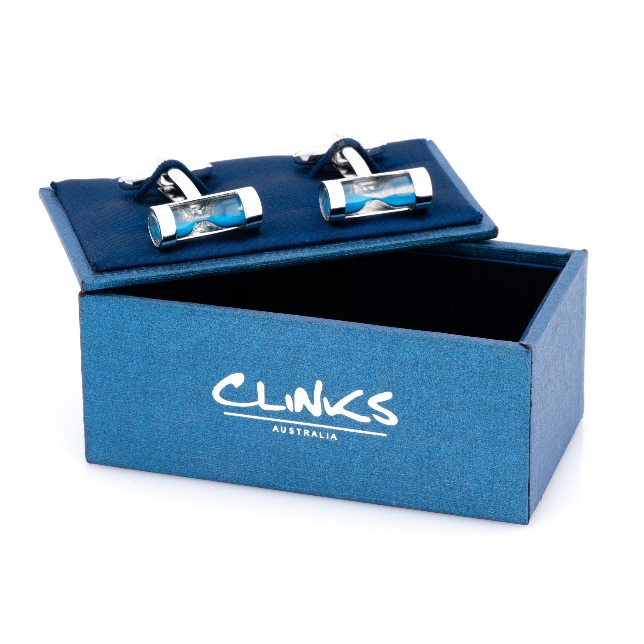 Blue Sand-Timer Hourglass Cufflinks Novelty Cufflinks Clinks Australia 