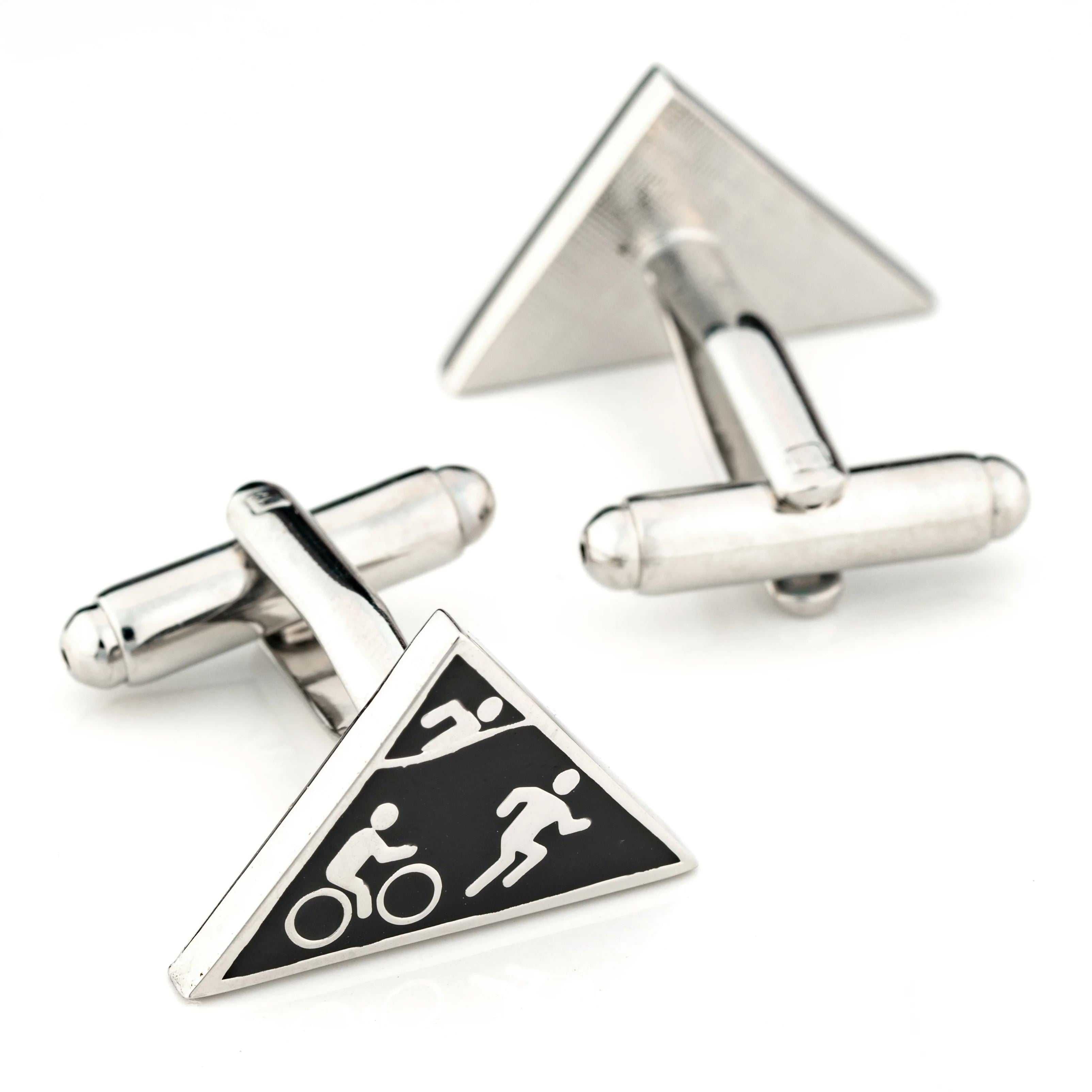 Triathlon Cufflinks Black Silver Novelty Cufflinks Clinks Australia 