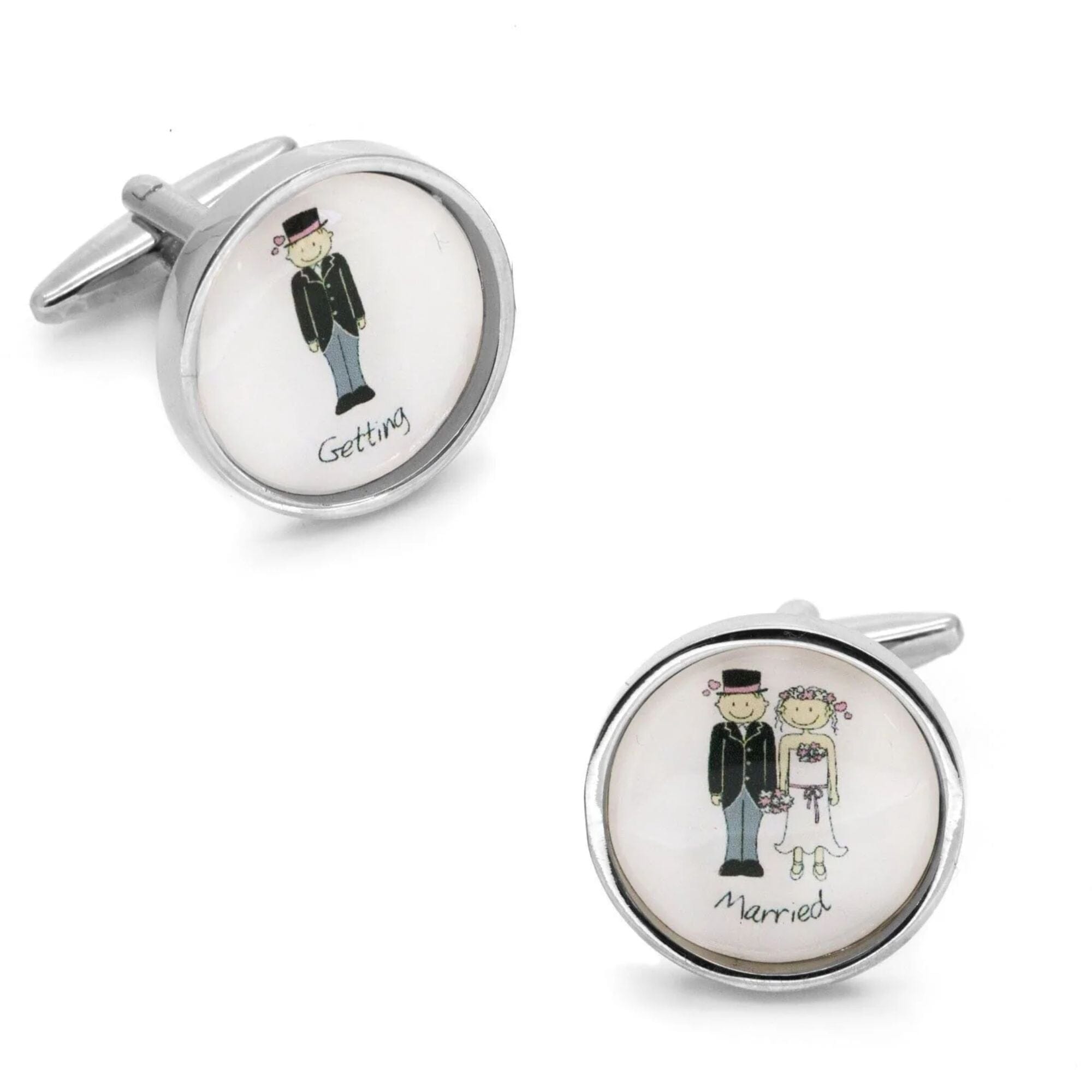 Getting Married Bride & Groom Cartooned Wedding Cufflinks Wedding Cufflinks Clinks Australia 