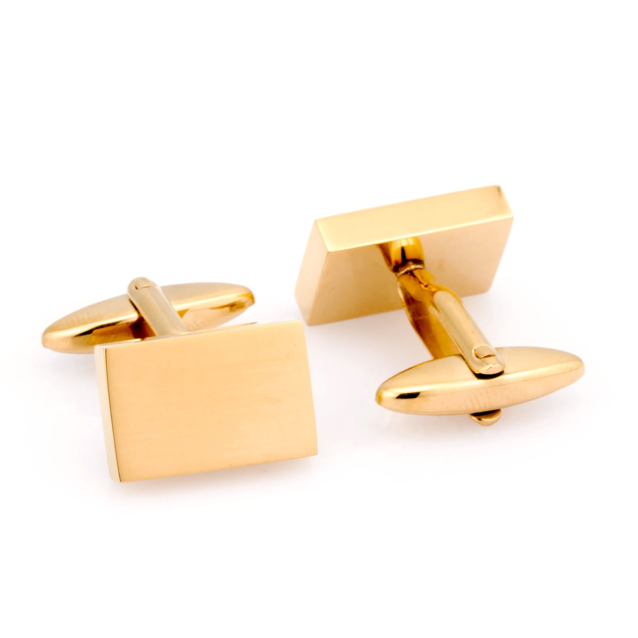 Shiny Gold Rectangle Engravable Cufflinks Classic & Modern Cufflinks Clinks Australia 