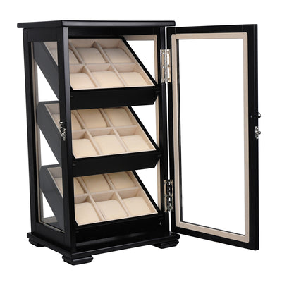 Black Wooden Watch Cabinet, 18 Watch Box, Cuffed Watch Box, Clinks Australia Watch Box, Black Watch Boxes on Cuffed, Australia Watch Box, Watch Storage Box, Watch Display Box, 18 Slots Watch Boxes, Watch Boxes for 18, Wooden Watch Box, Wooden Watch Storage Box, Wooden Watch Cabinet, Black, Storage Box, CB5050, Clinks, Clinks Australia, Cuffed