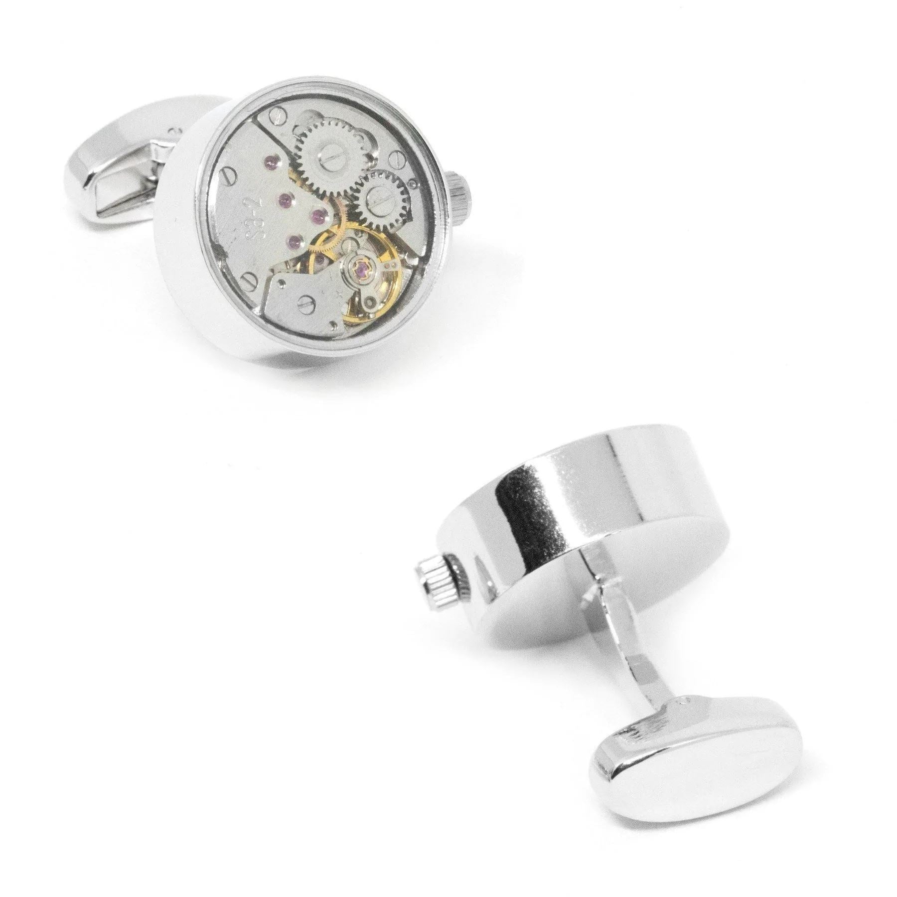 Working Watch Movement Steampunk Cufflinks Silver Novelty Cufflinks Clinks Australia 