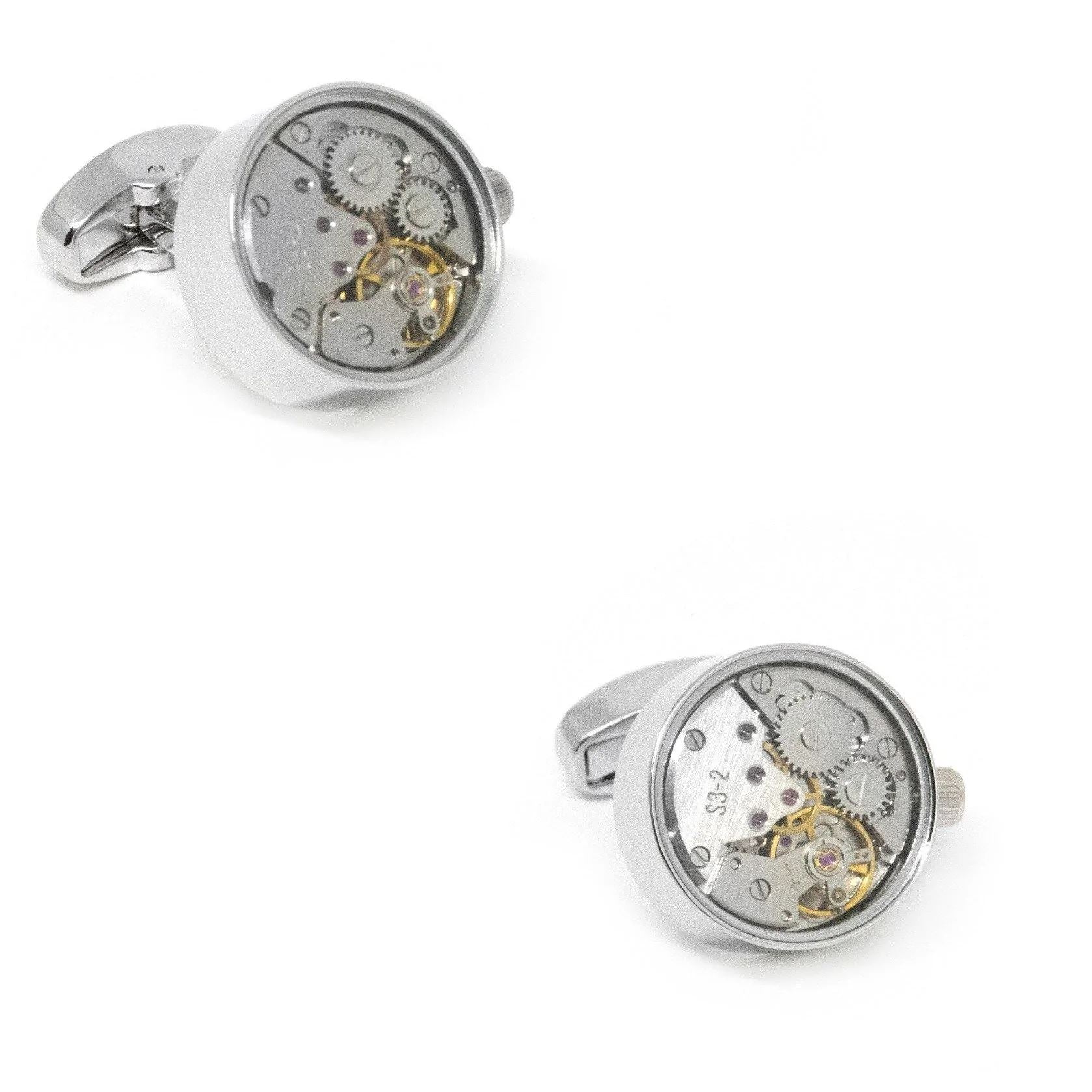 Working Watch Movement Steampunk Cufflinks Silver Novelty Cufflinks Clinks Australia 
