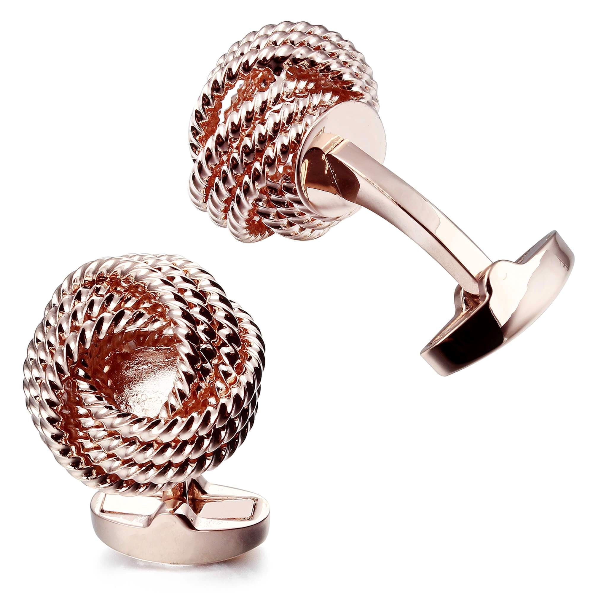 Large Rose Gold Woven Knots Cufflinks Classic & Modern Cufflinks Clinks Australia 